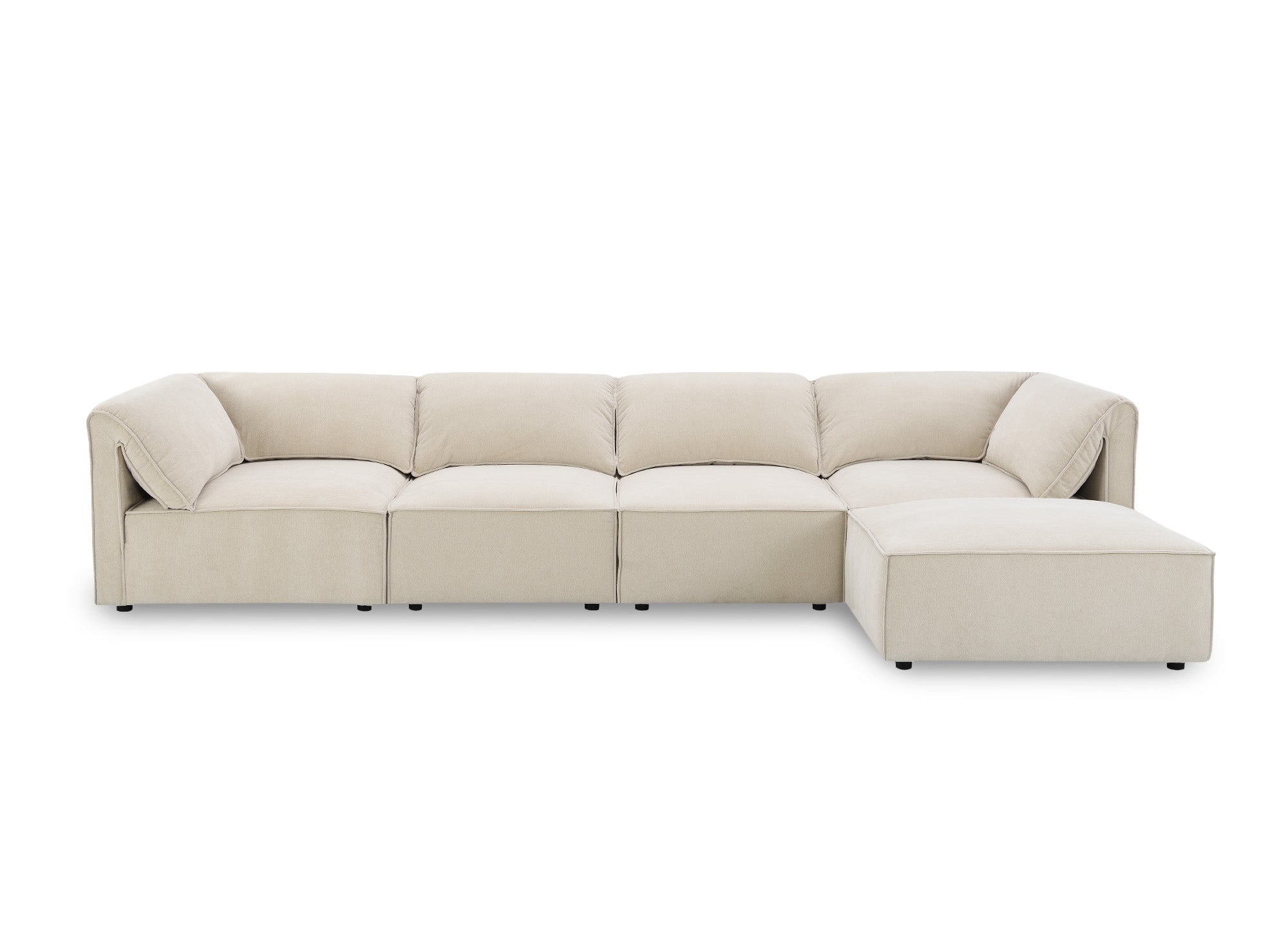 HARINA modulares Ecksofa aus beigefarbenem Samt
