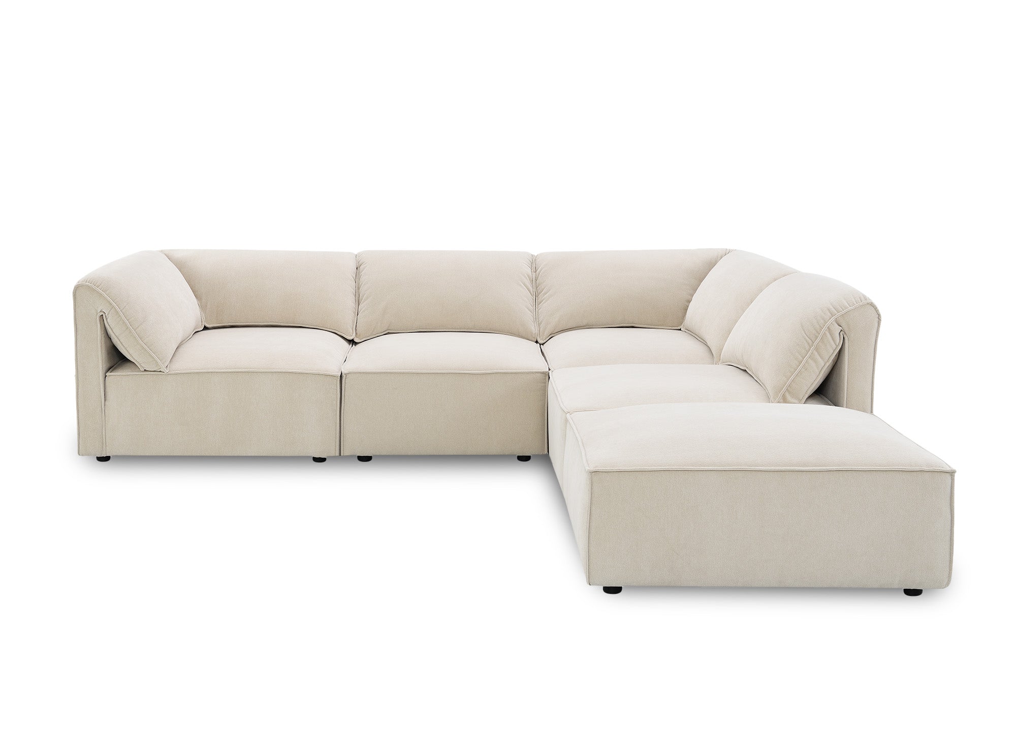 HARINA modulares Ecksofa aus beigefarbenem Samt