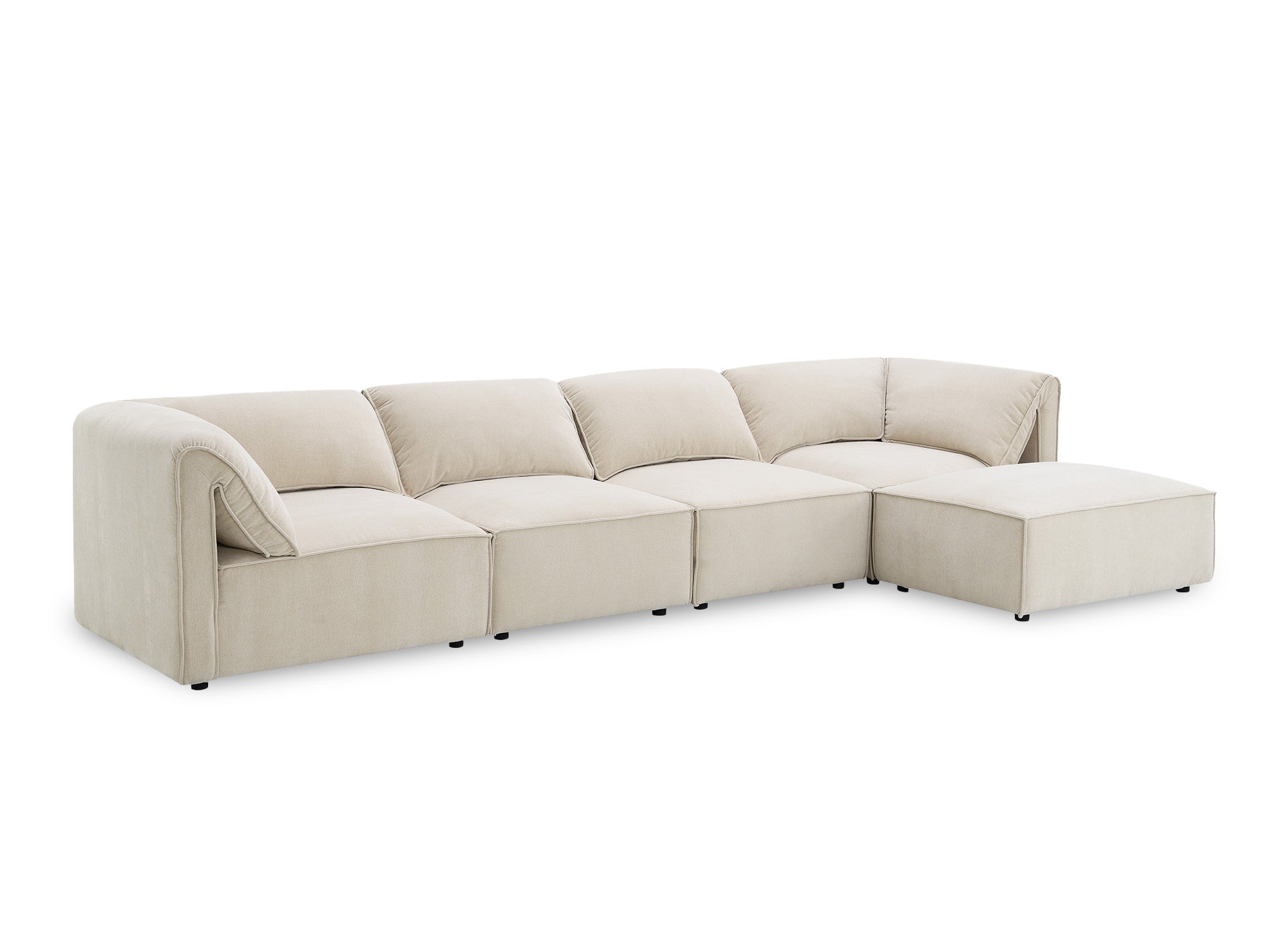 HARINA modulares Ecksofa aus beigefarbenem Samt