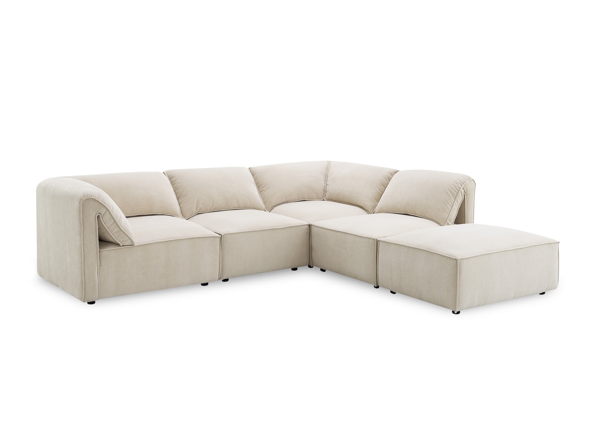 HARINA modulares Ecksofa aus beigefarbenem Samt