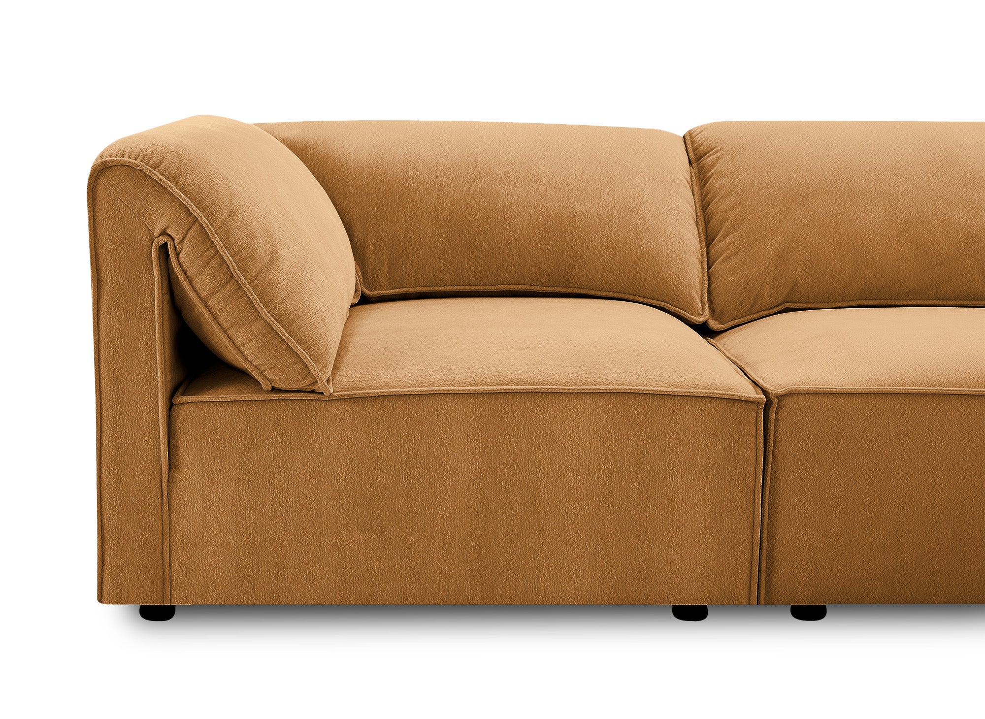 Modulares Ecksofa HARINA aus senffarbenem Samt