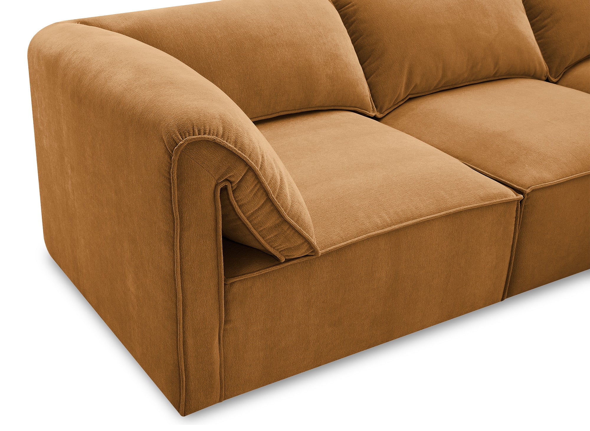 Modulares Ecksofa HARINA aus senffarbenem Samt