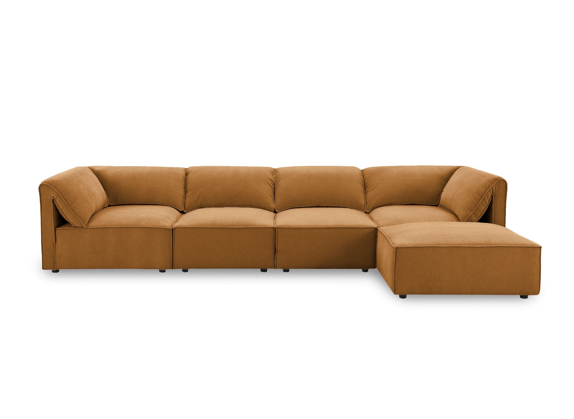 Modulares Ecksofa HARINA aus senffarbenem Samt