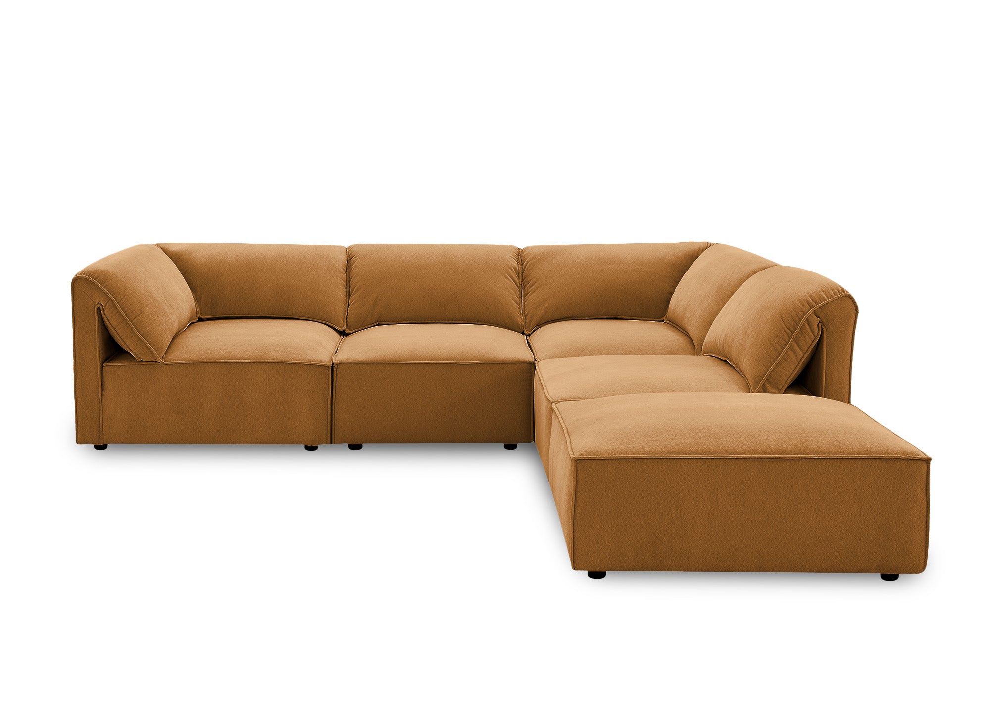 Modulares Ecksofa HARINA aus senffarbenem Samt
