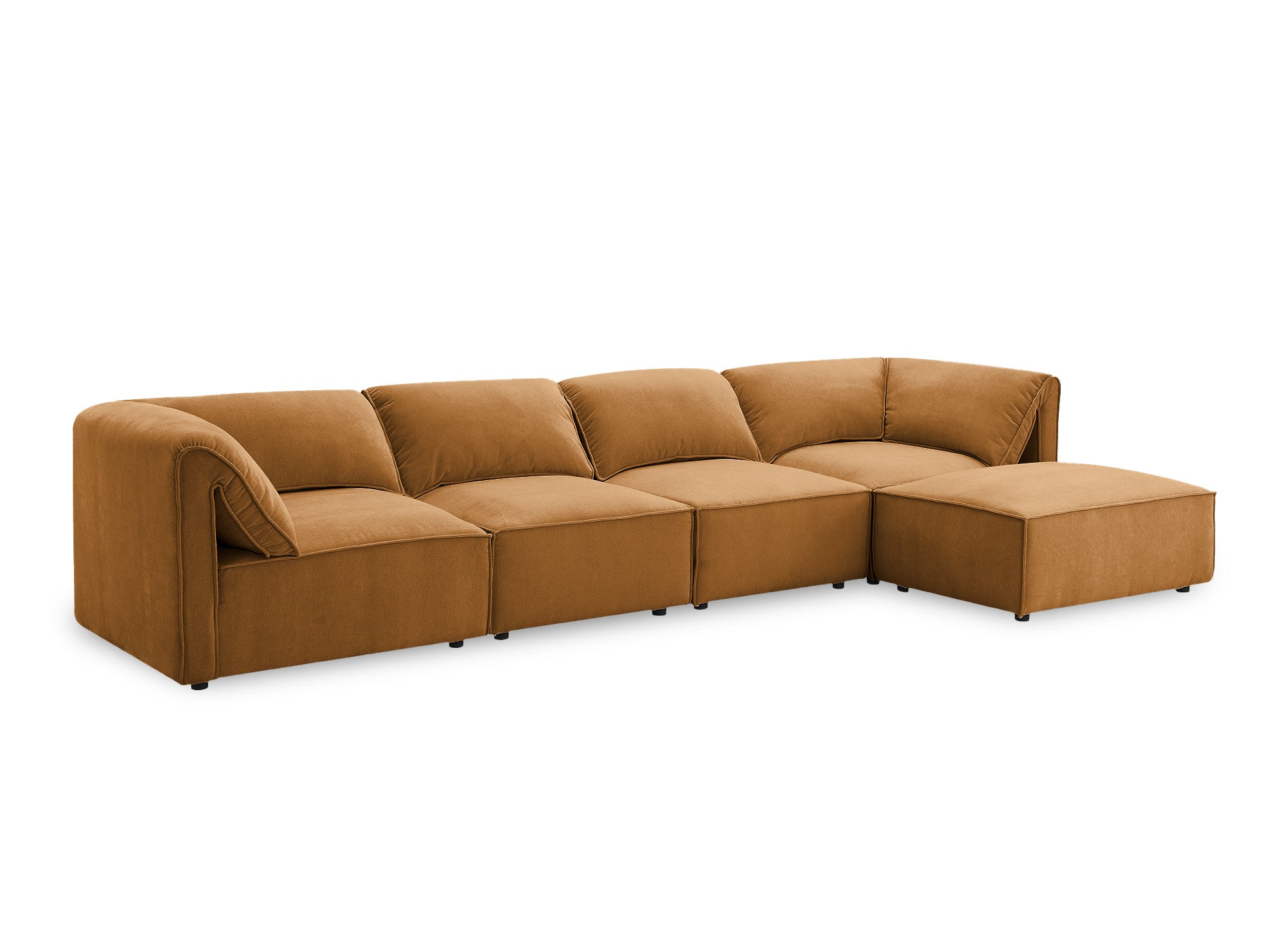 Modulares Ecksofa HARINA aus senffarbenem Samt