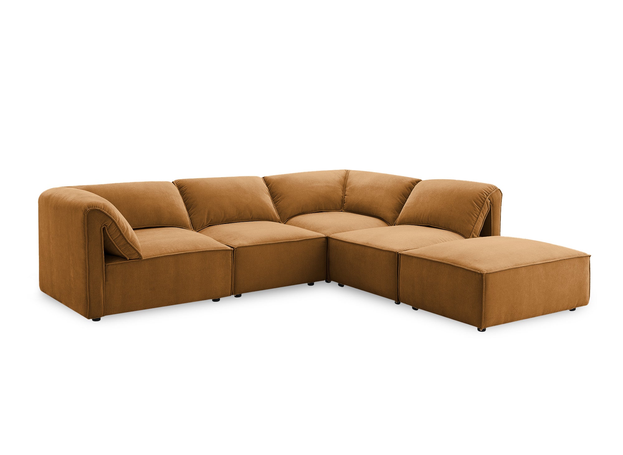 Modulares Ecksofa HARINA aus senffarbenem Samt