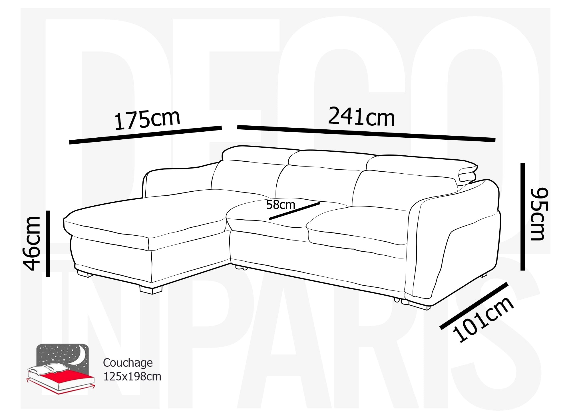 PETUNIA Eckschlafsofa mit Stauraum aus dickem, grauem Cord - linke Ecke