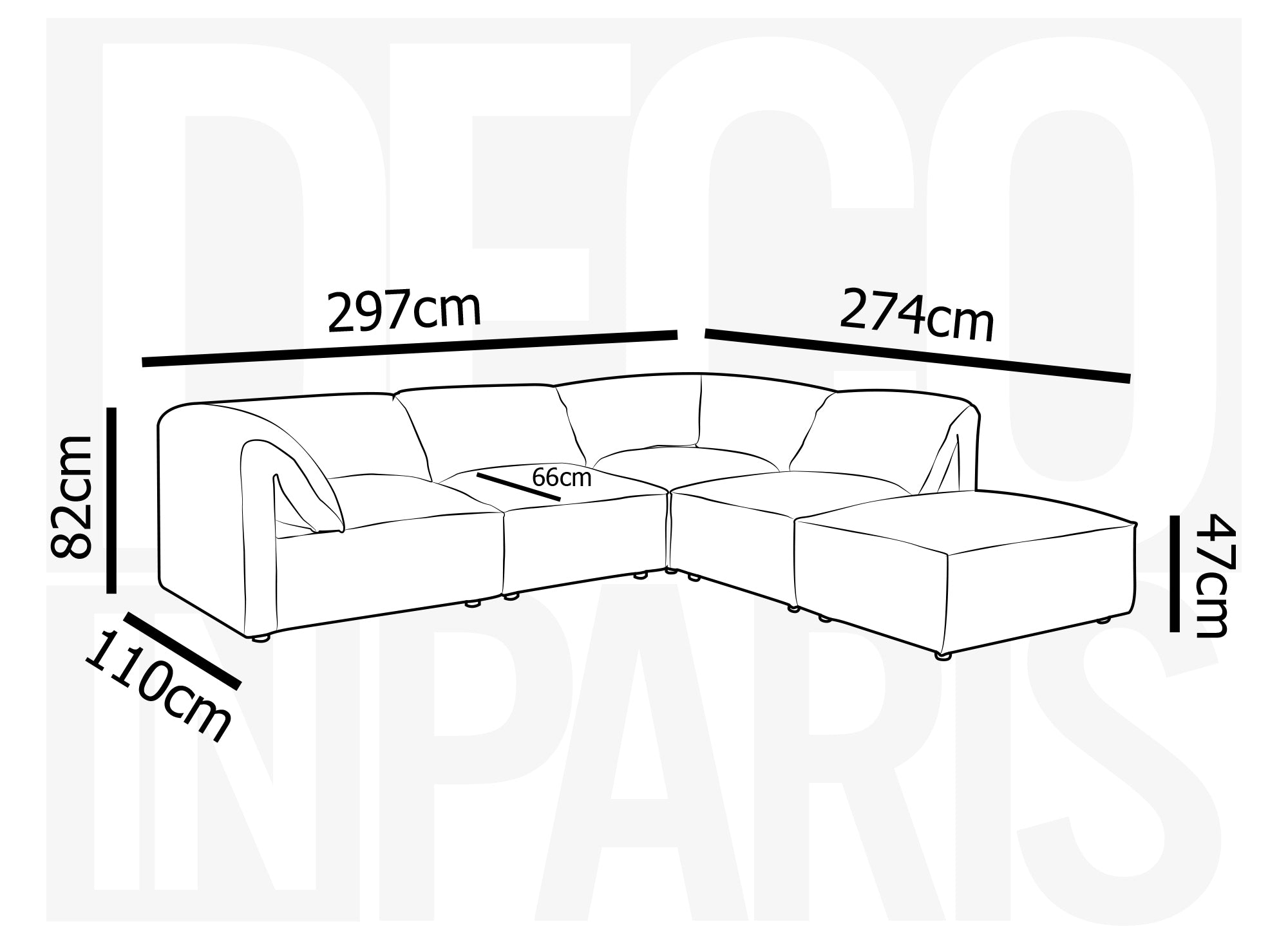 HARINA modulares Ecksofa aus beigefarbenem Samt