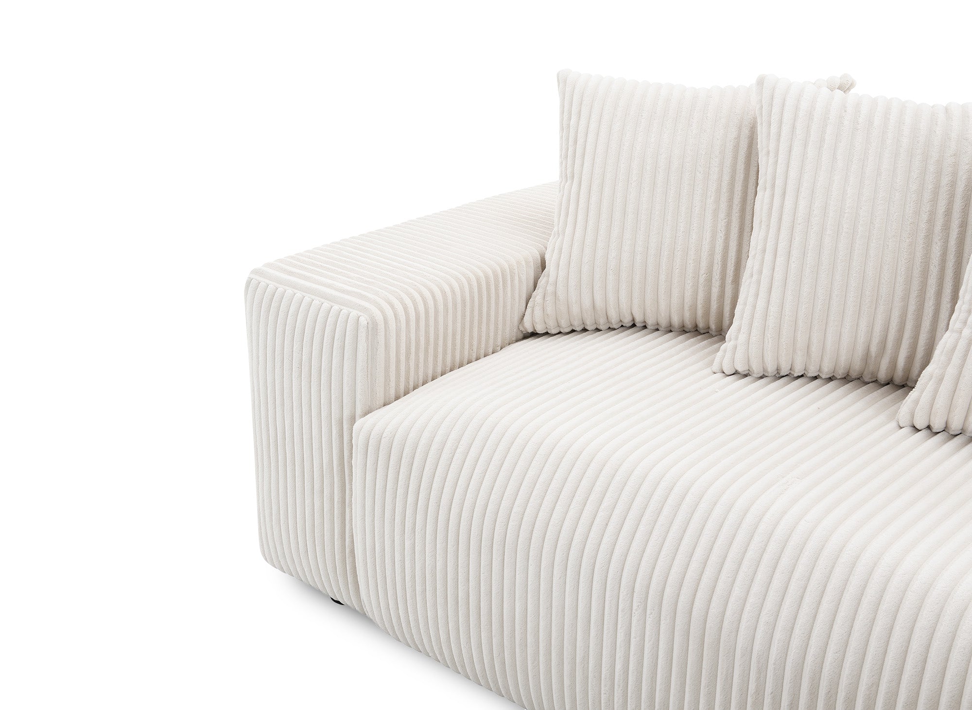 NOELIA, umwandelbares Ecksofa mit Stauraum aus dickem, beigem Cord