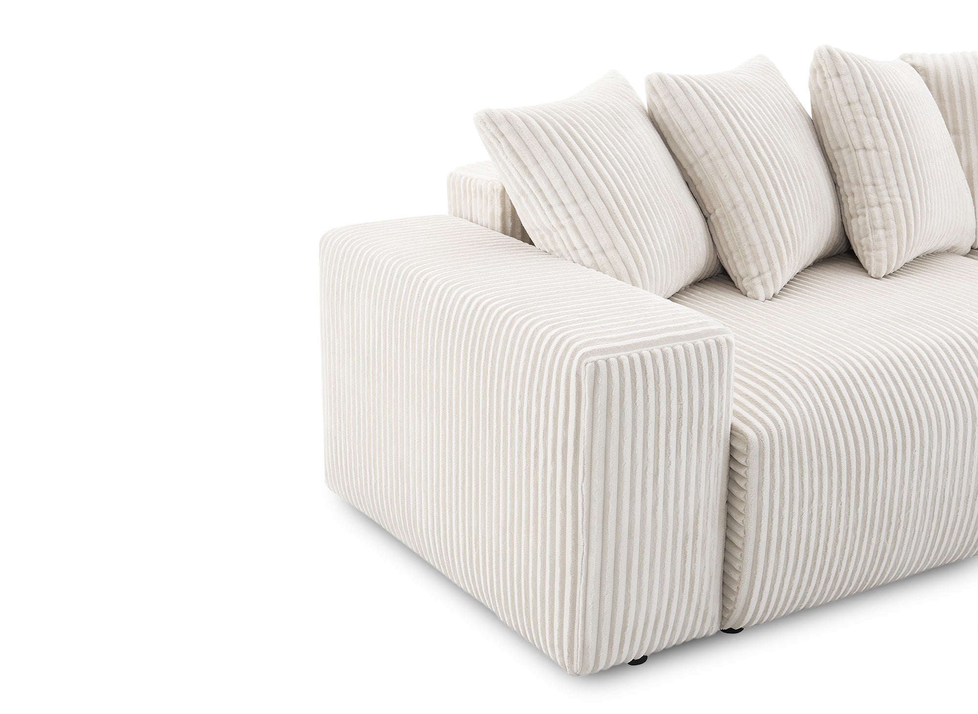 NOELIA, umwandelbares Ecksofa mit Stauraum aus dickem, beigem Cord