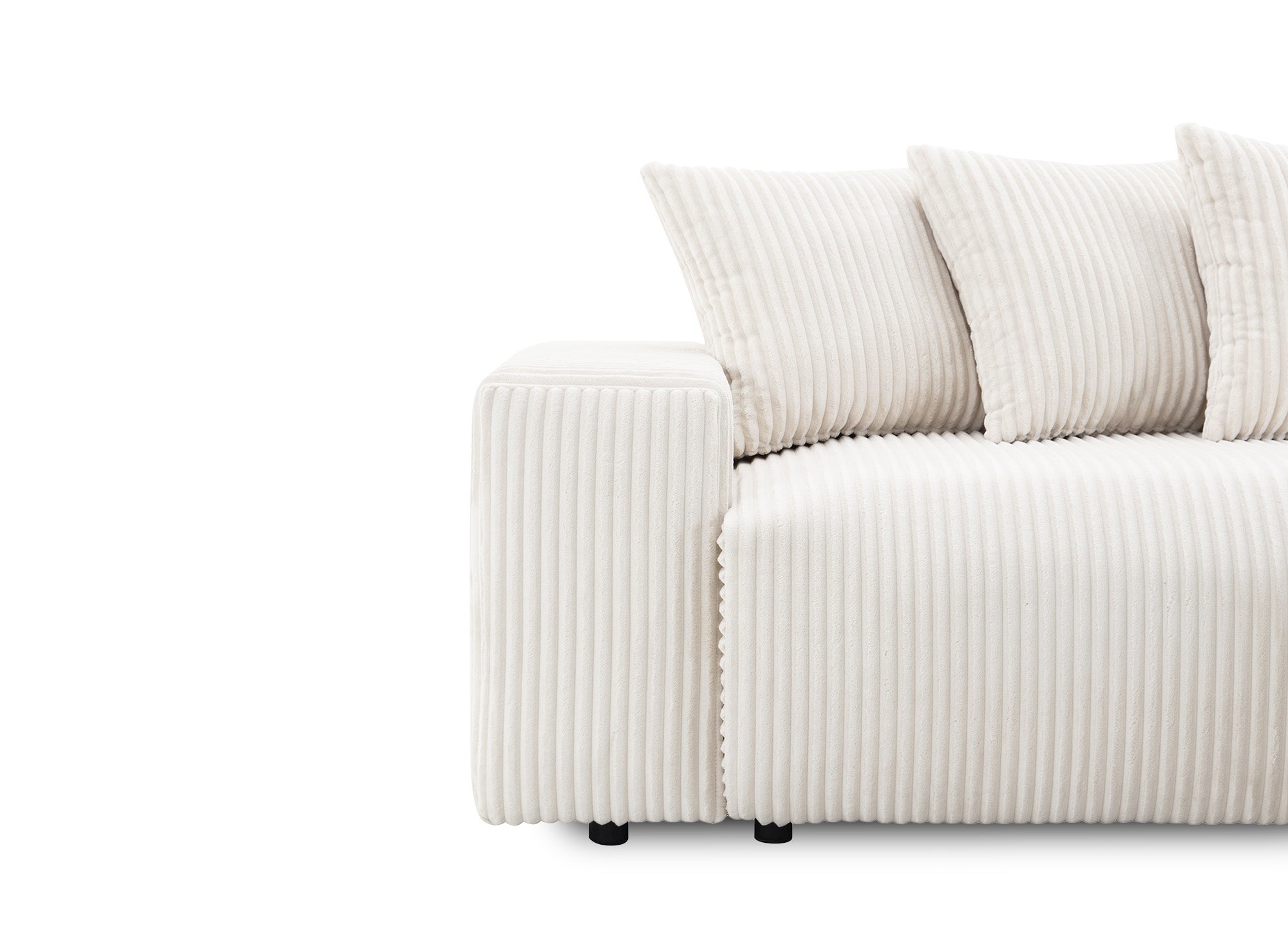 NOELIA, umwandelbares Ecksofa mit Stauraum aus dickem, beigem Cord