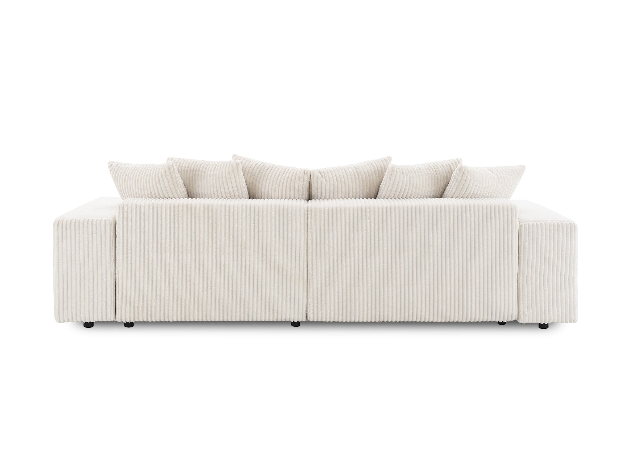 NOELIA, umwandelbares Ecksofa mit Stauraum aus dickem, beigem Cord
