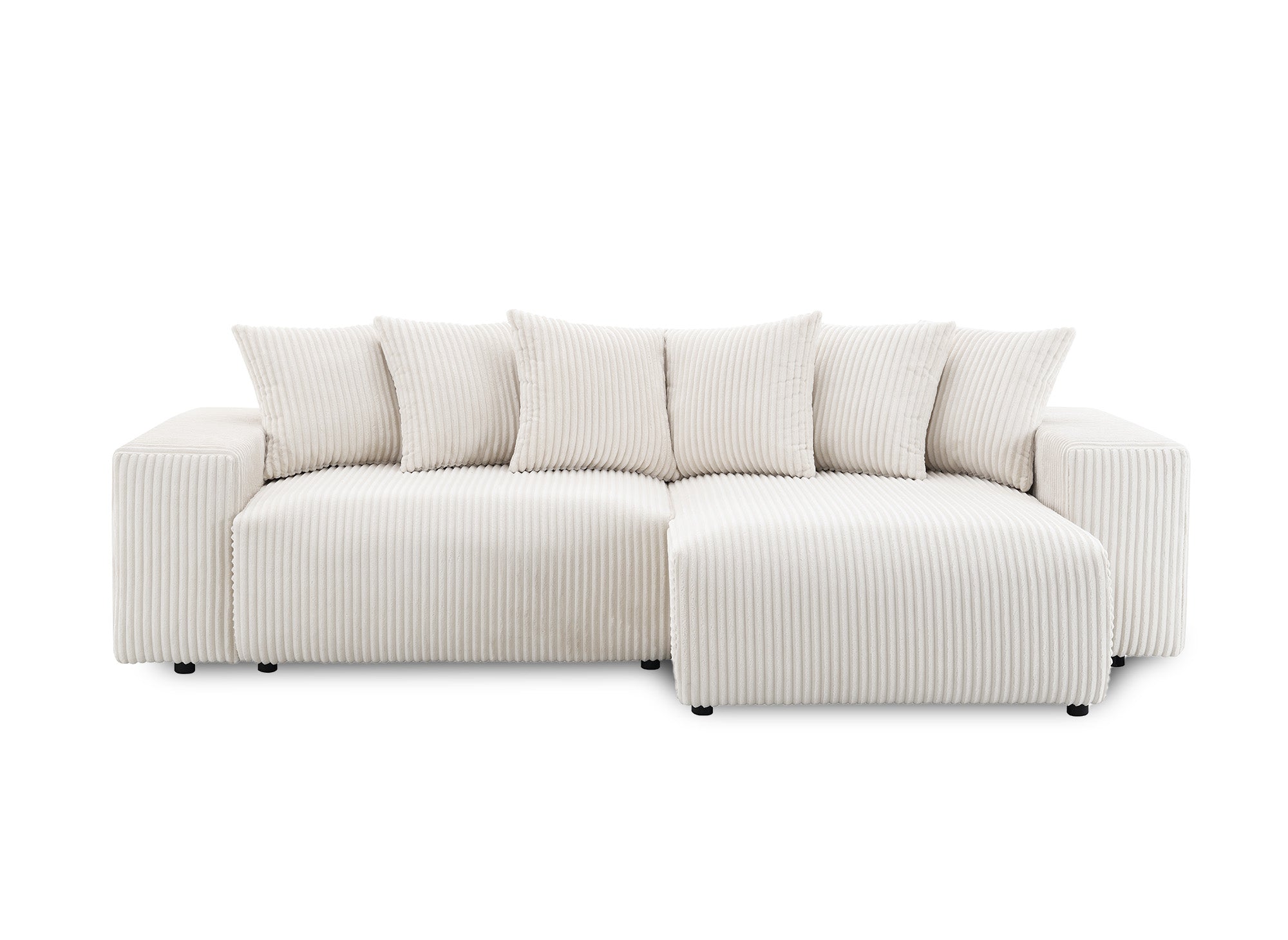 NOELIA, umwandelbares Ecksofa mit Stauraum aus dickem, beigem Cord