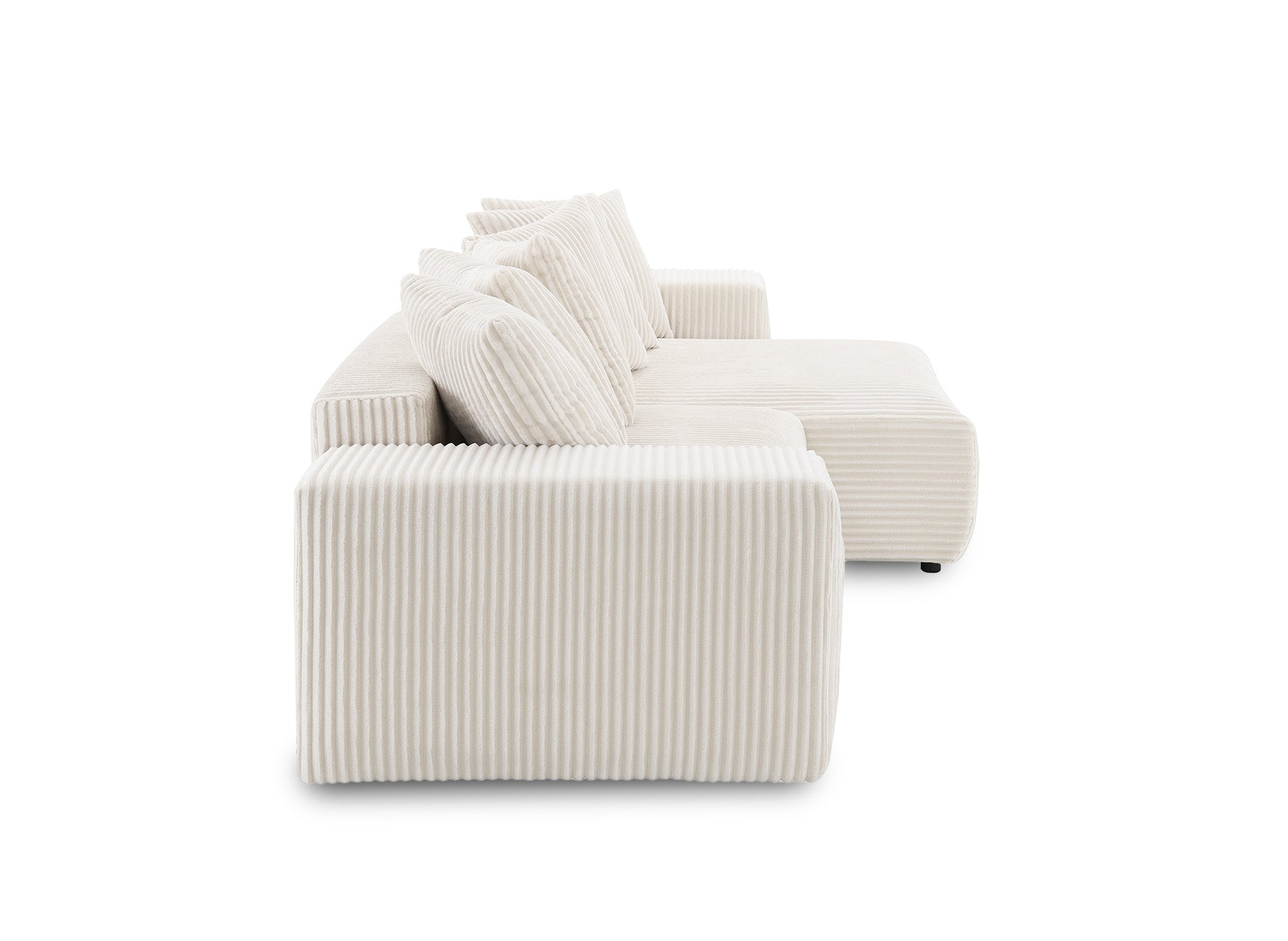 NOELIA, umwandelbares Ecksofa mit Stauraum aus dickem, beigem Cord