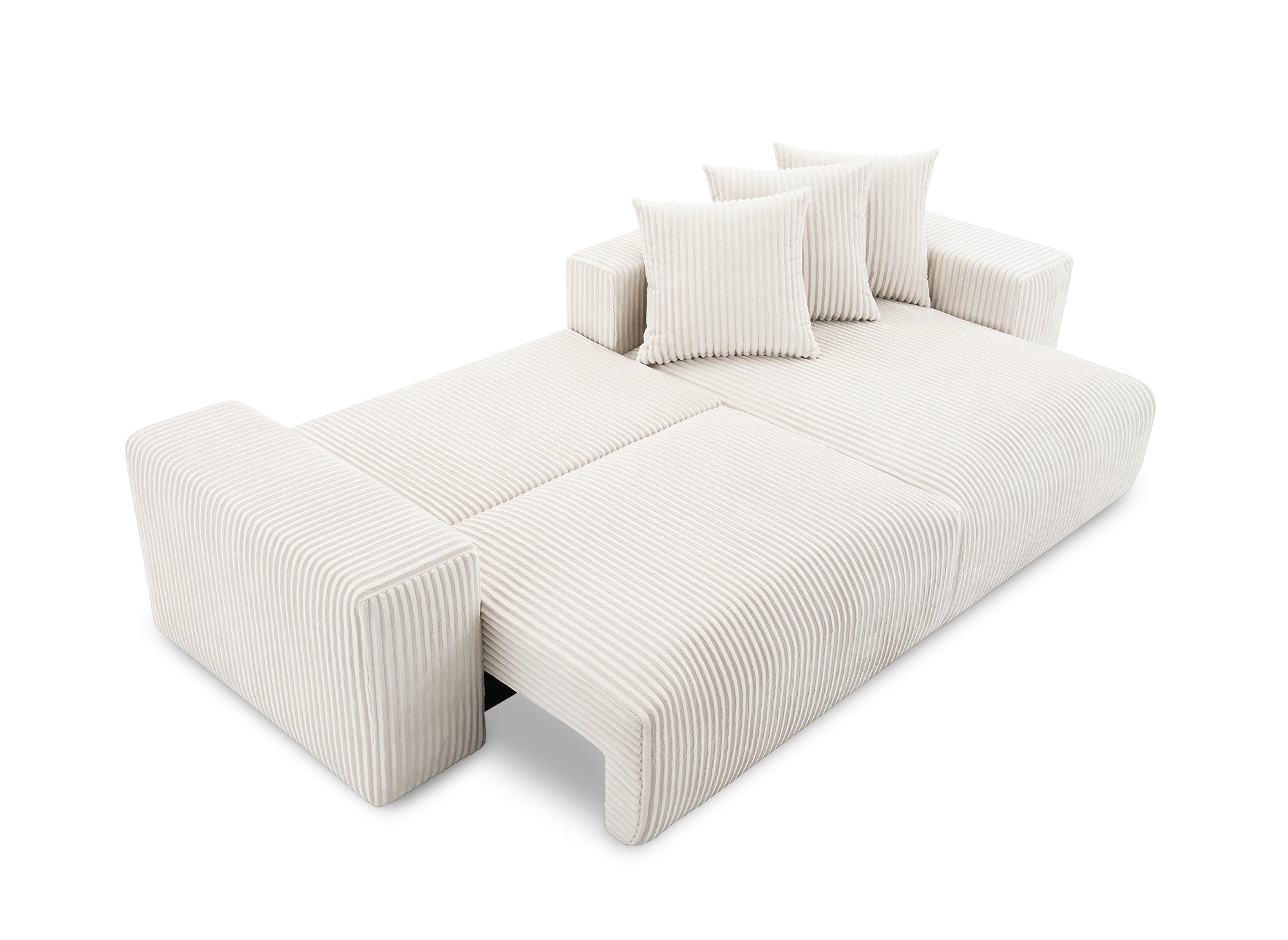 NOELIA, umwandelbares Ecksofa mit Stauraum aus dickem, beigem Cord