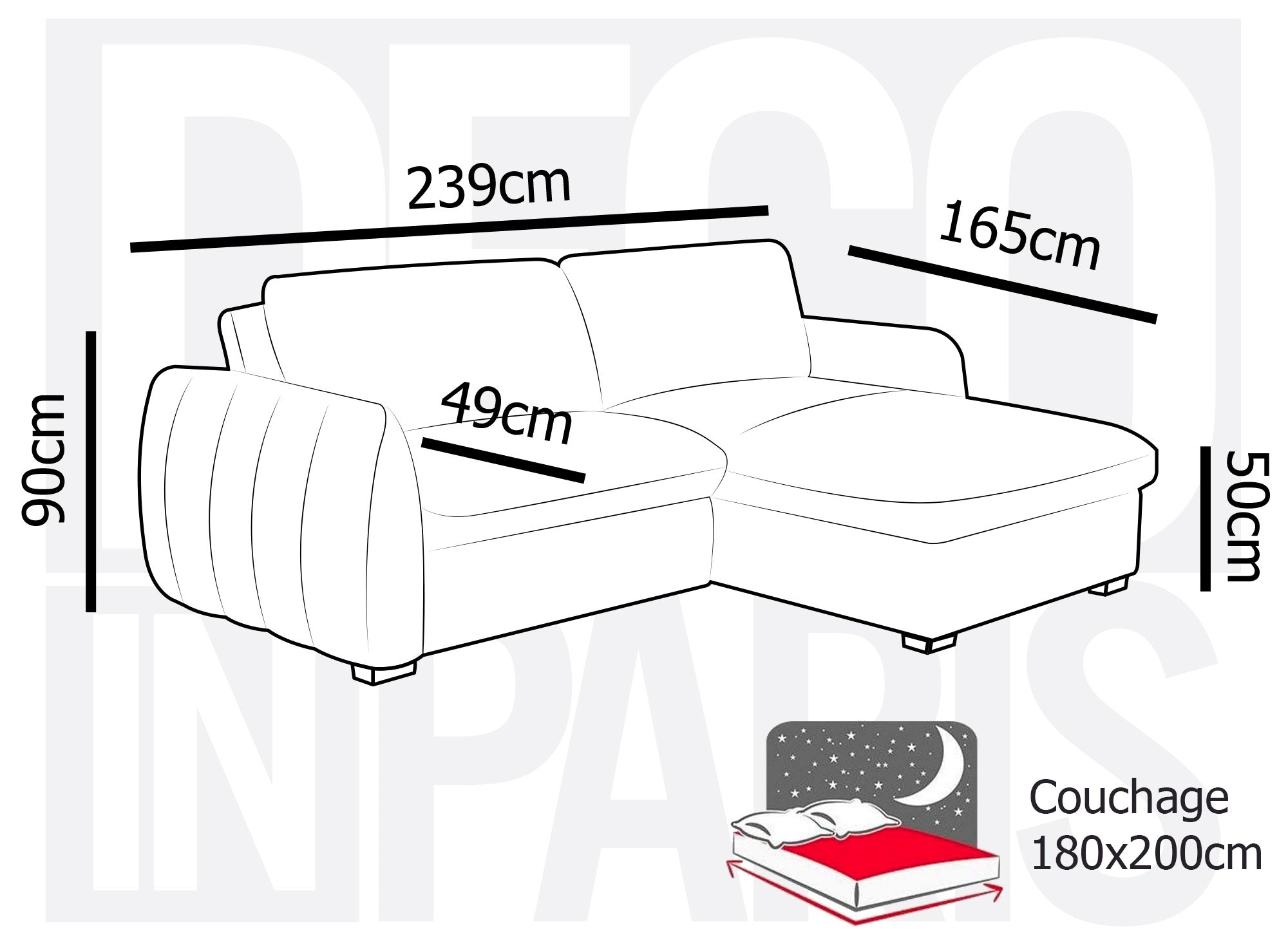 LIORA umwandelbares und wendbares Ecksofa mit Stauraum aus beige meliertem Samt