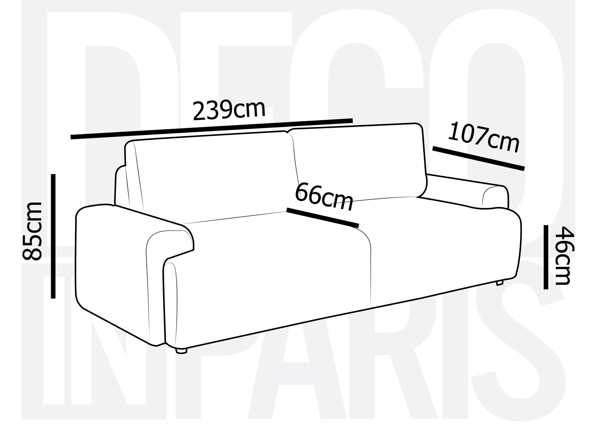 MILO, graues, dickes Cord-Sofa mit Stauraum