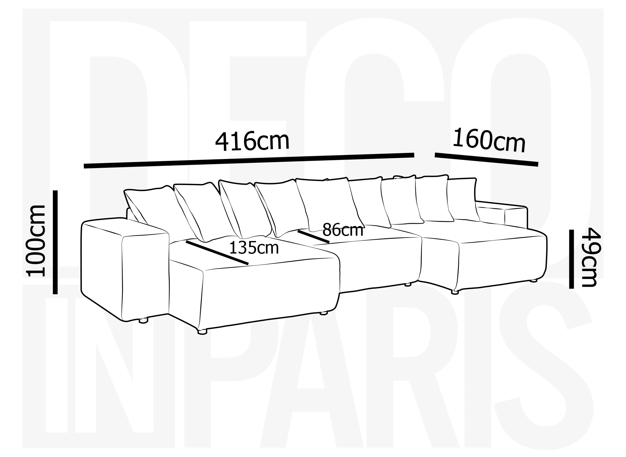 NOELIA wendbares Panorama-Schlafsofa mit Stauraum aus dickem Taupe-Cord