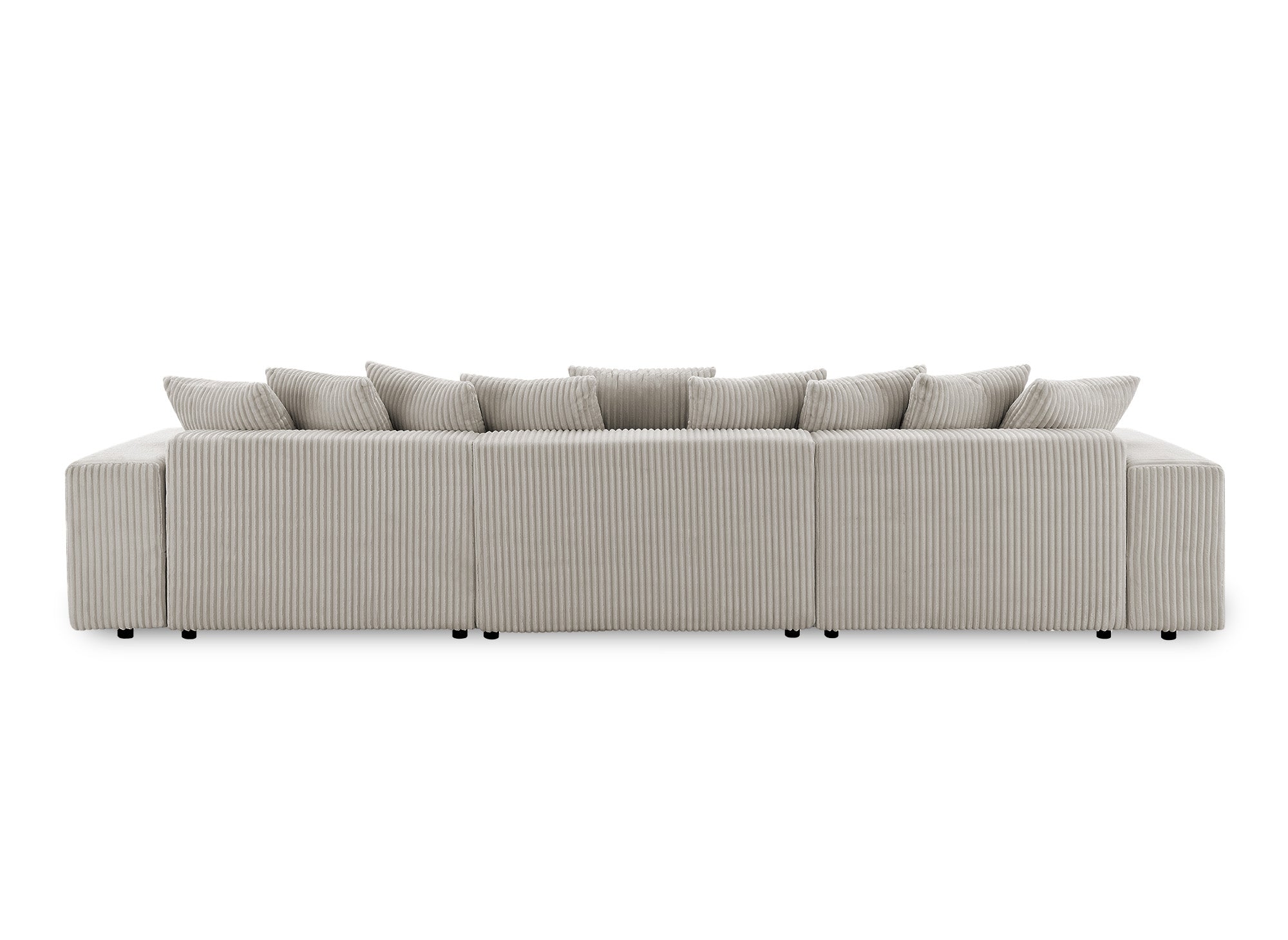 NOELIA wendbares Panorama-Schlafsofa mit Stauraum aus dickem Taupe-Cord