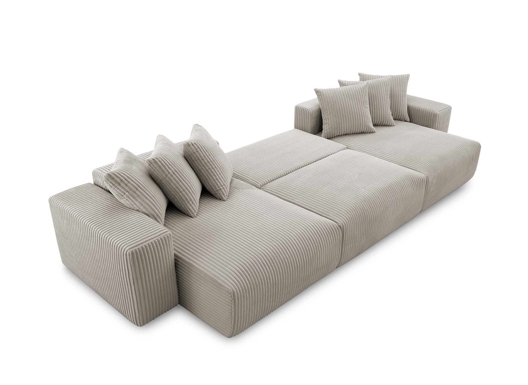 NOELIA wendbares Panorama-Schlafsofa mit Stauraum aus dickem Taupe-Cord