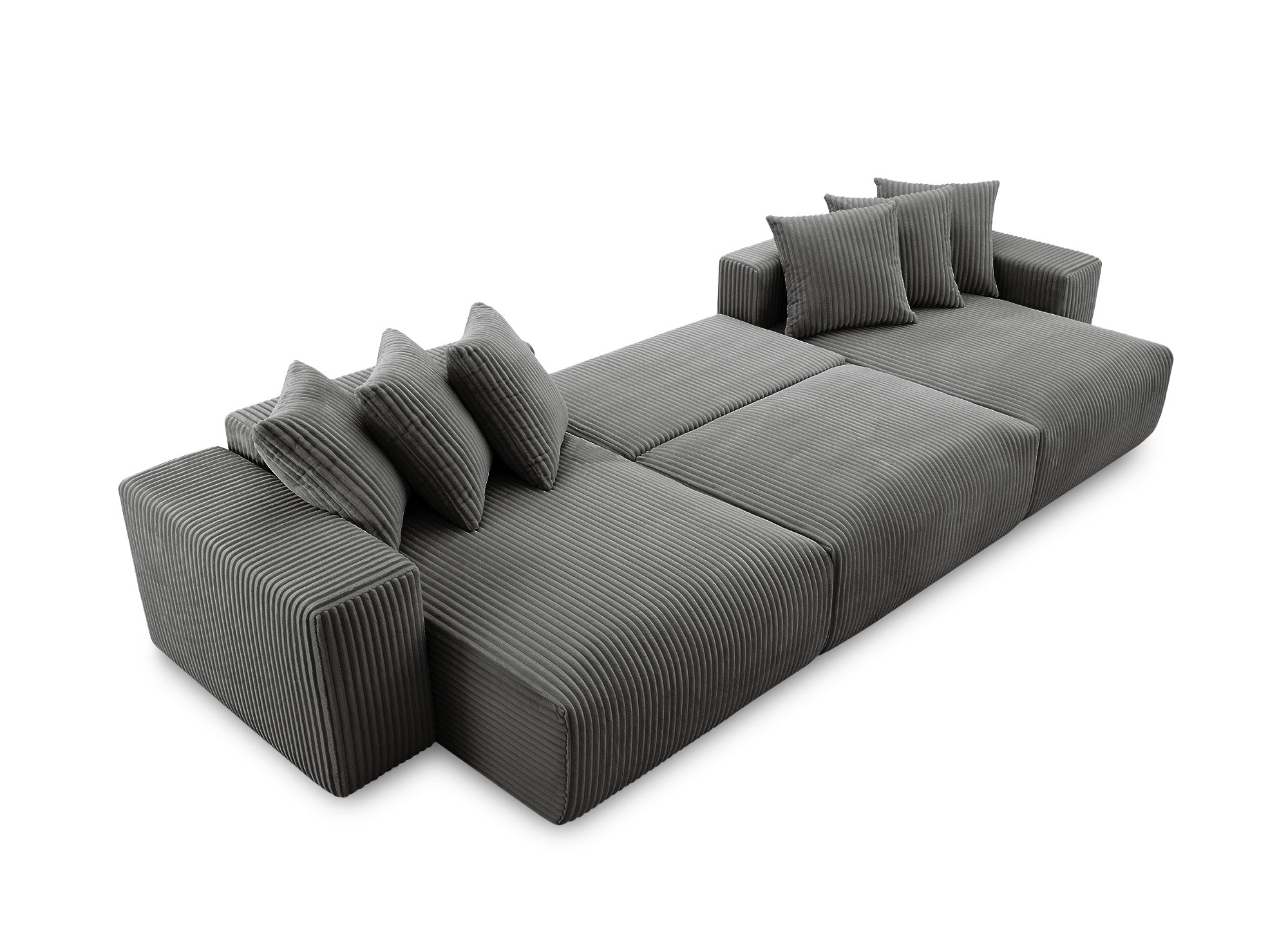 NOELIA wendbares Panorama-Schlafsofa mit Stauraum aus dickem grauem Cord