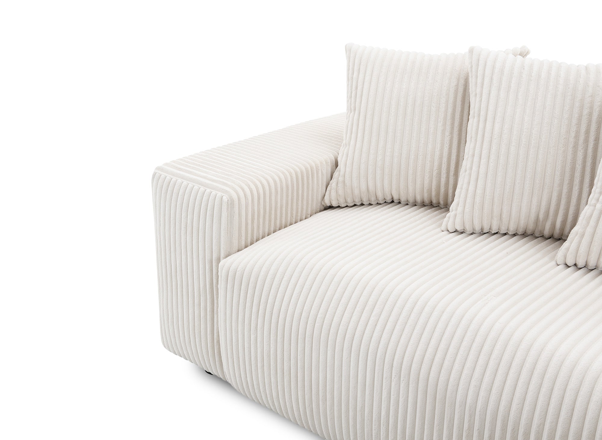 NOELIA wendbares Panorama-Schlafsofa mit Stauraum aus dickem, beigem Cord