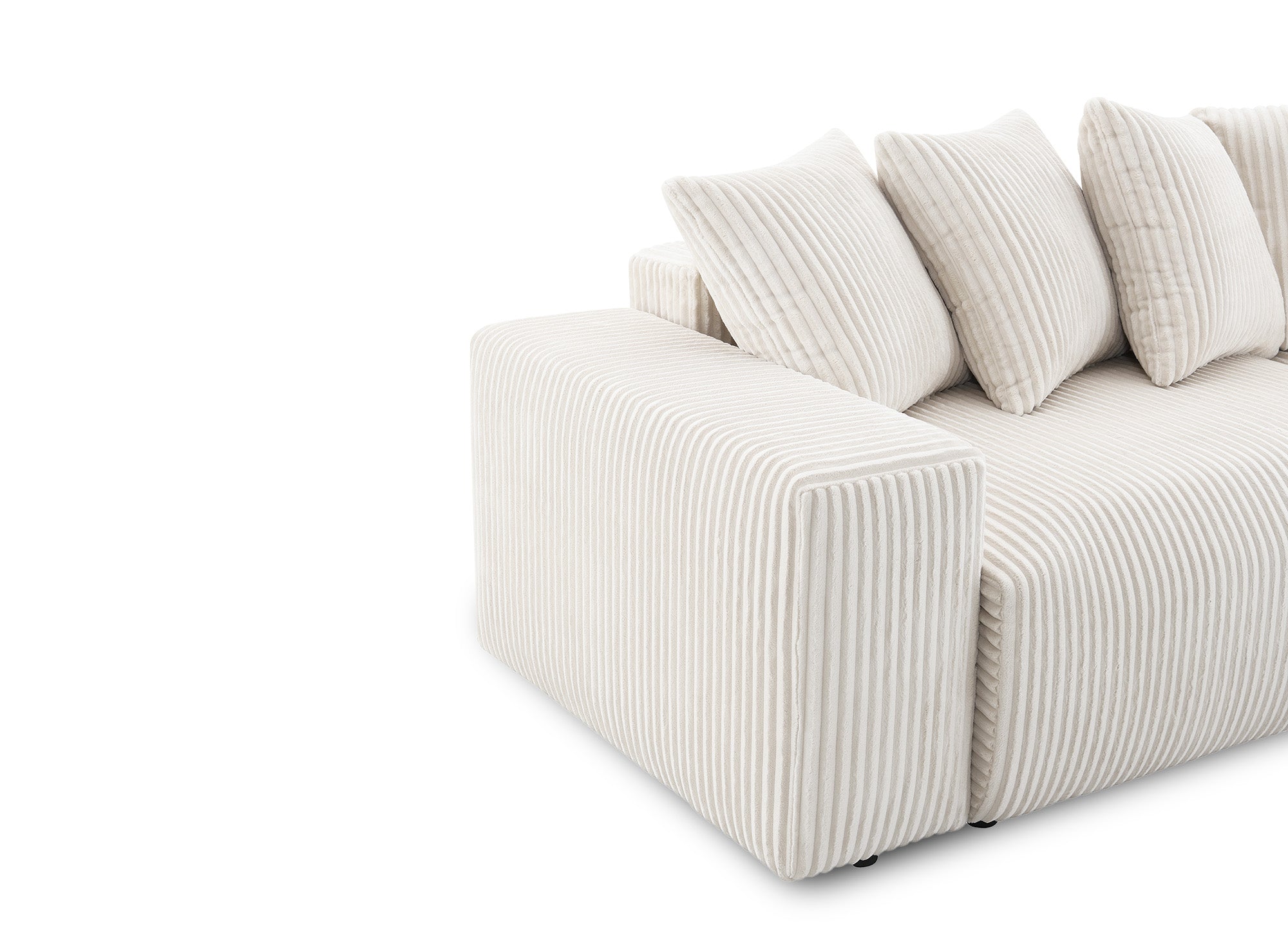 NOELIA wendbares Panorama-Schlafsofa mit Stauraum aus dickem, beigem Cord