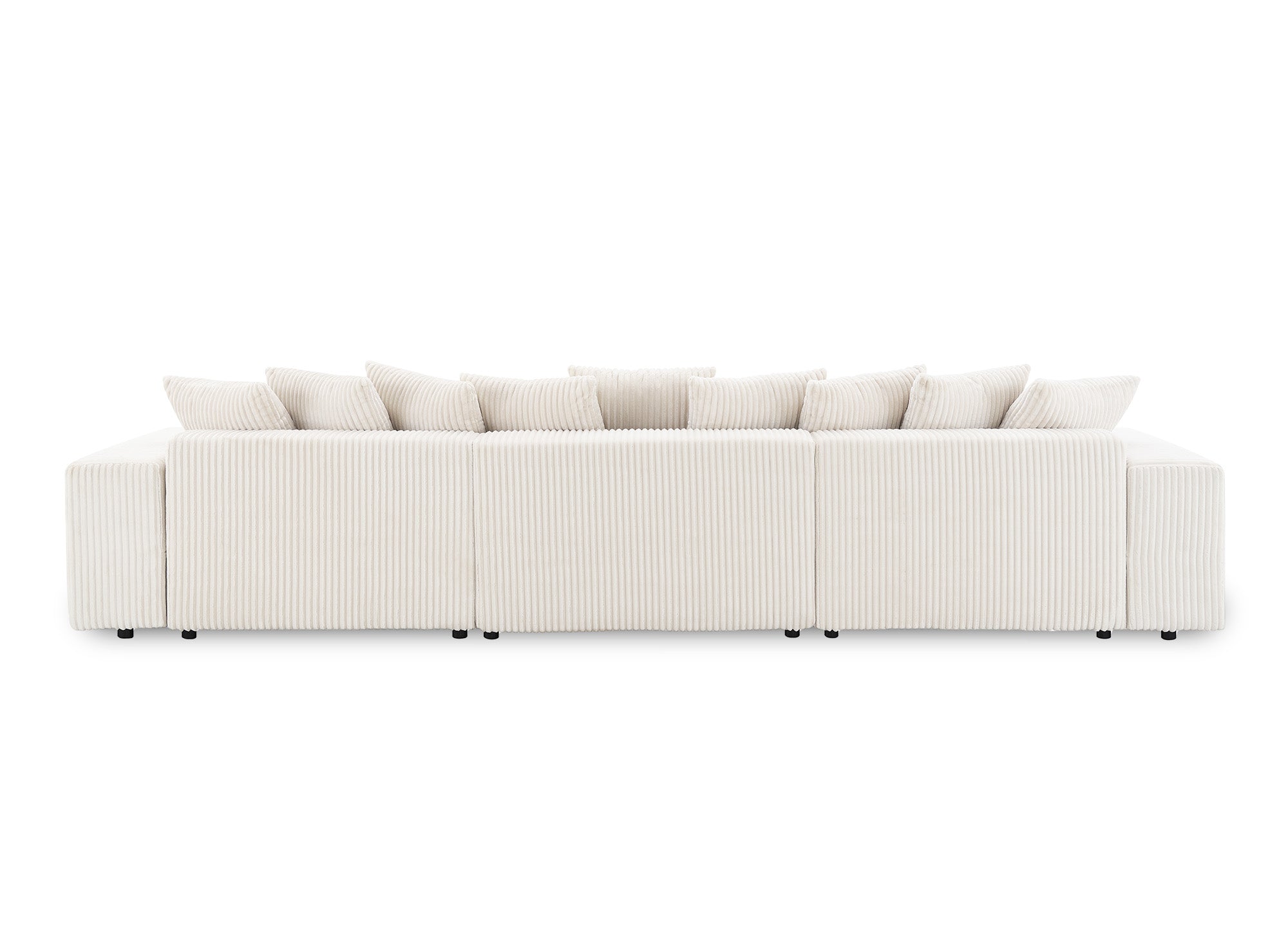 NOELIA wendbares Panorama-Schlafsofa mit Stauraum aus dickem, beigem Cord