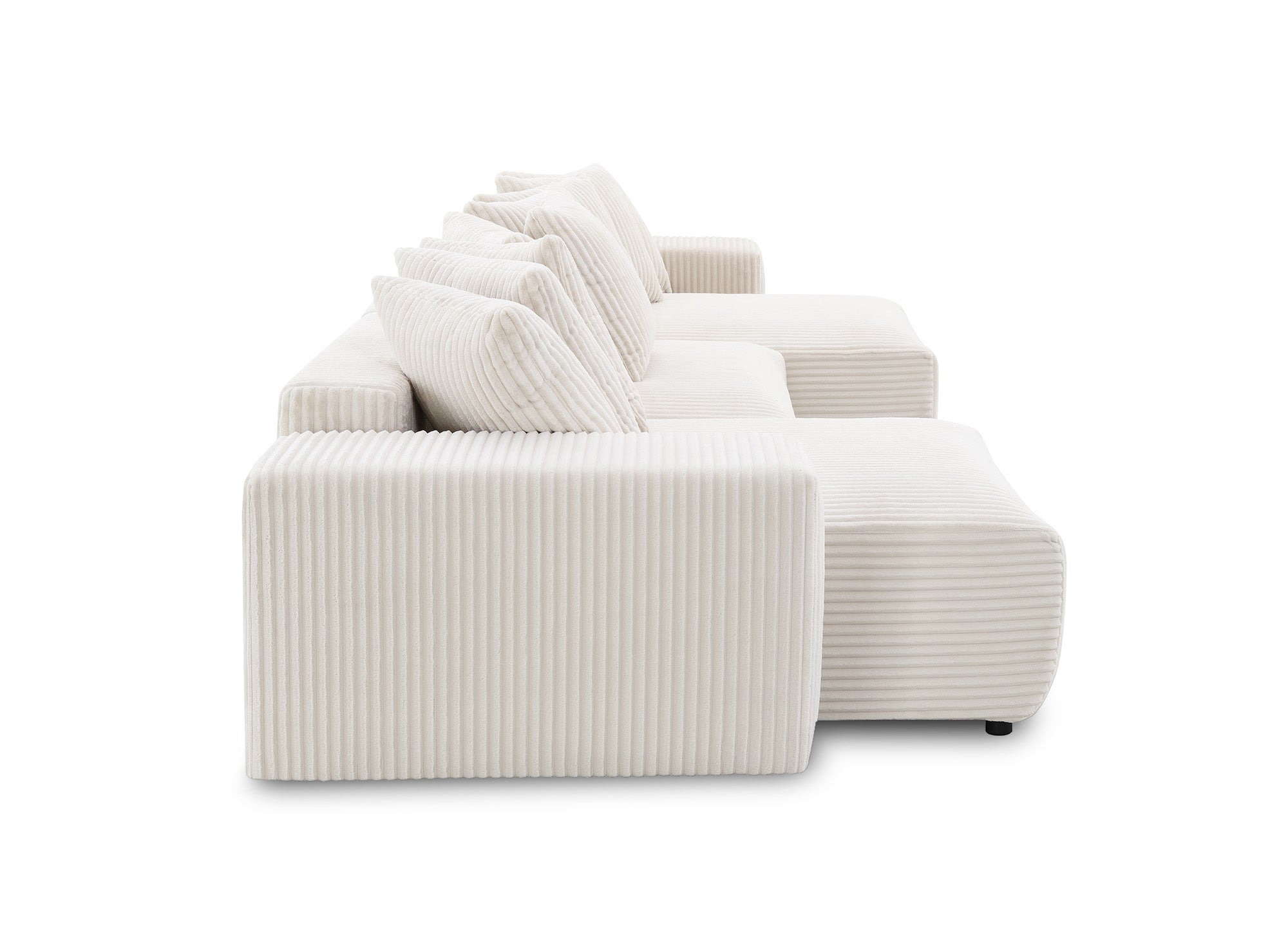 NOELIA wendbares Panorama-Schlafsofa mit Stauraum aus dickem, beigem Cord