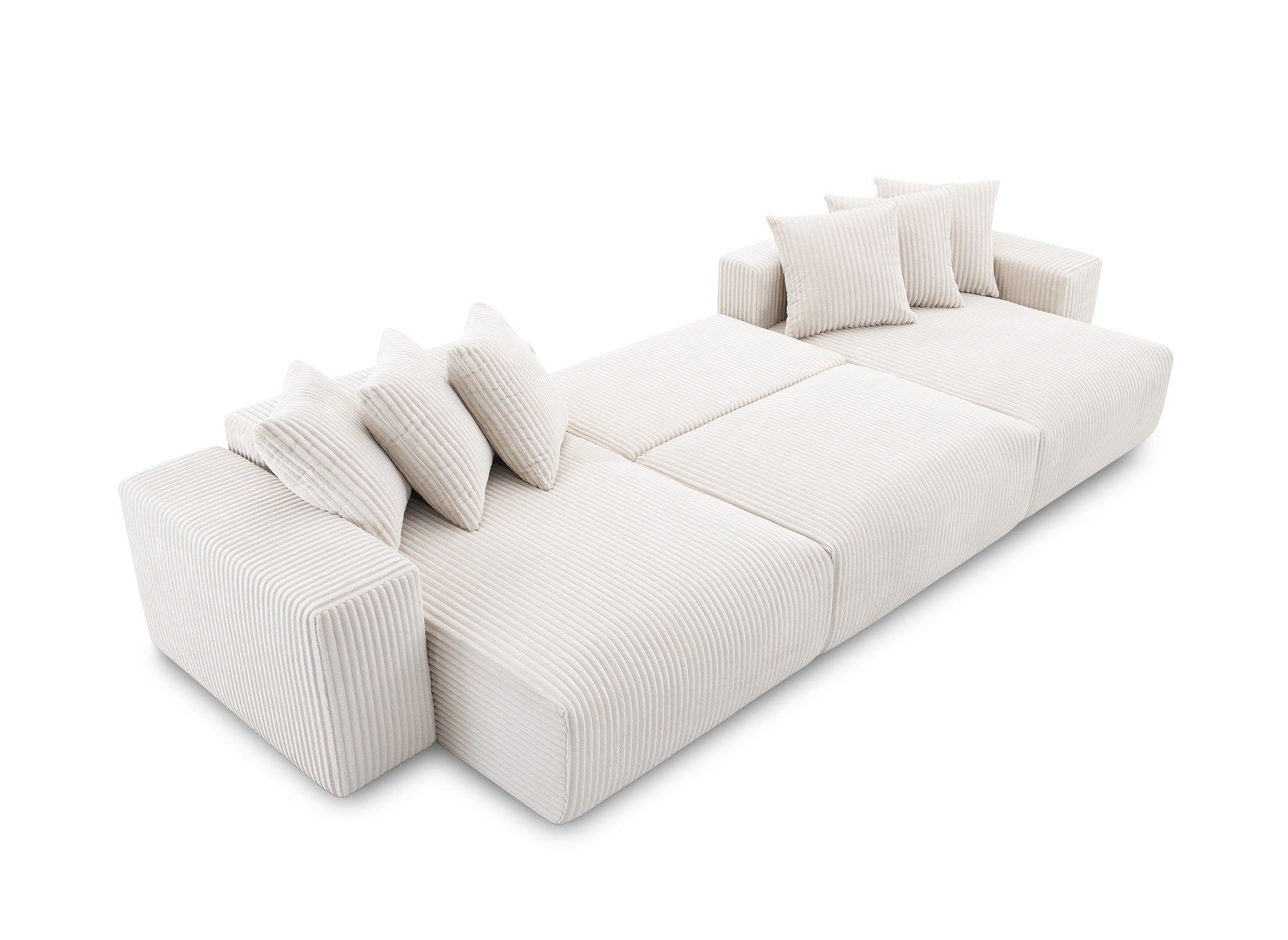 NOELIA wendbares Panorama-Schlafsofa mit Stauraum aus dickem, beigem Cord