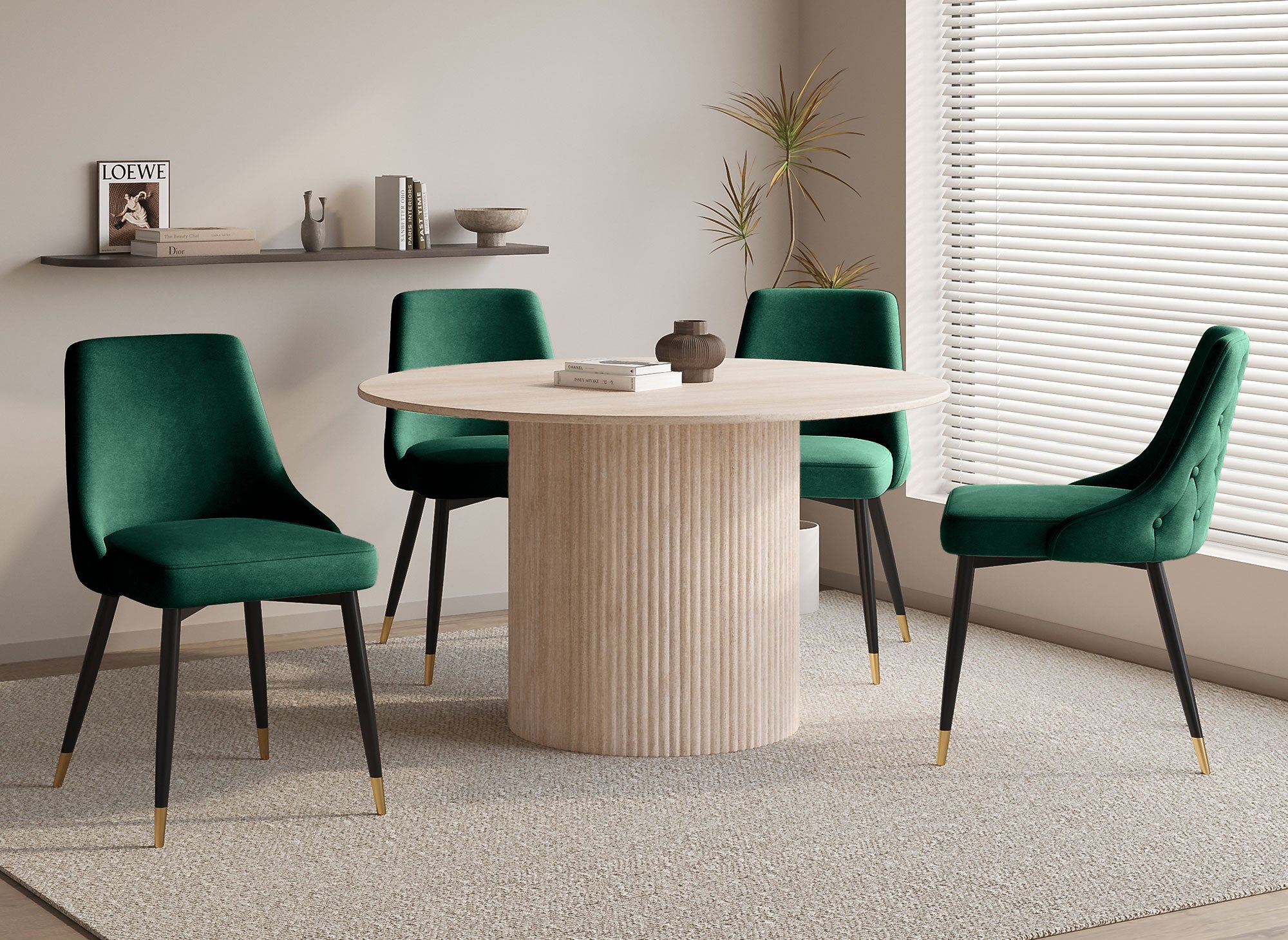 2er-Set DORINA Stühle mit grünem Samtbezug