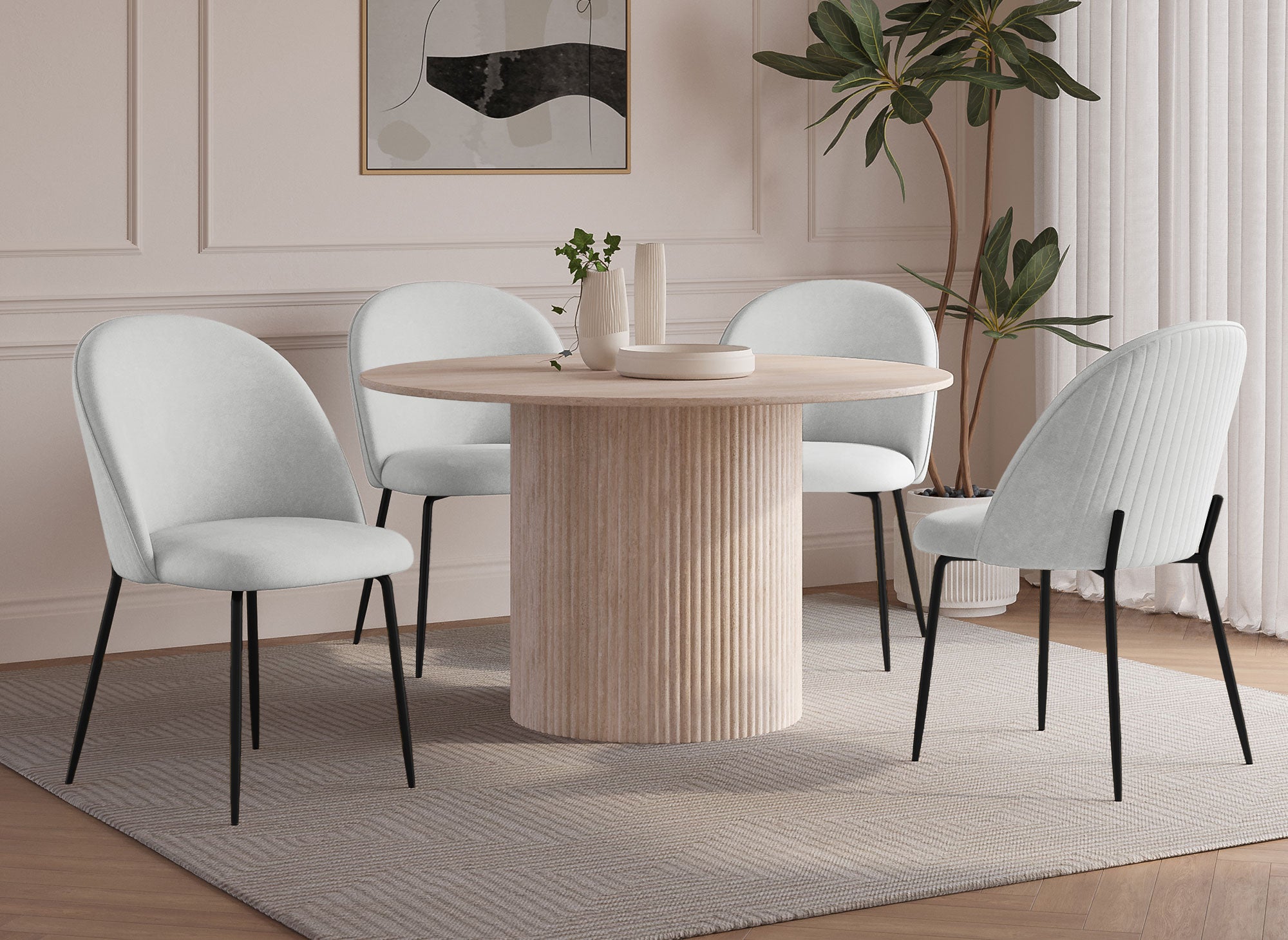 2er-Set Designerstühle aus grauem Samt mit schwarzen Beinen ARABEL