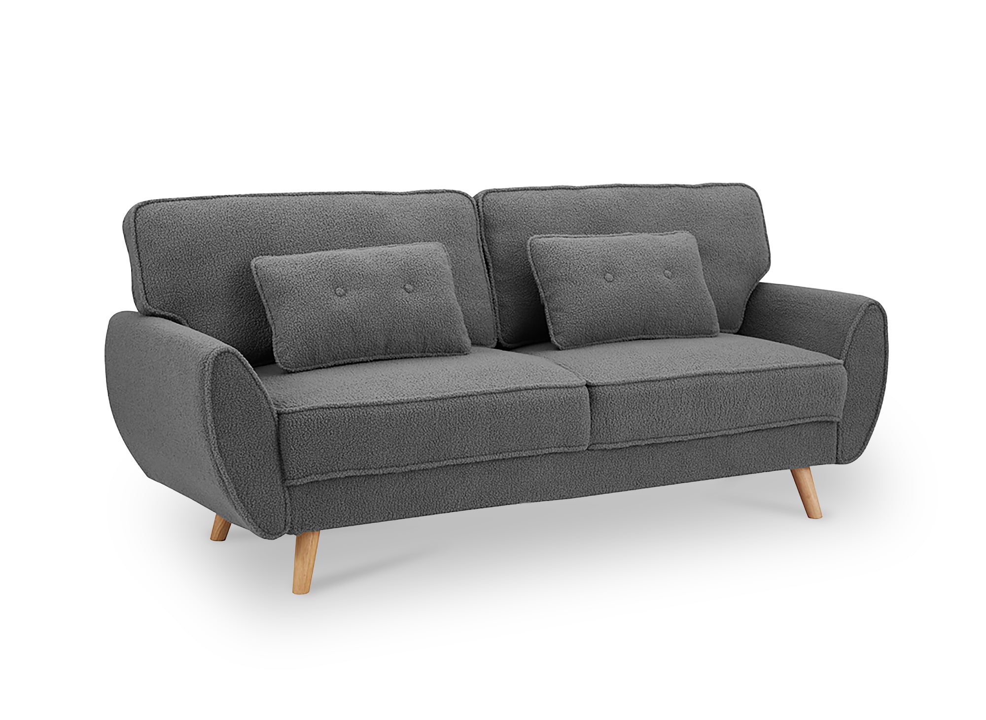 PANAMA graues Frottee-Schlafsofa mit Holzbeinen