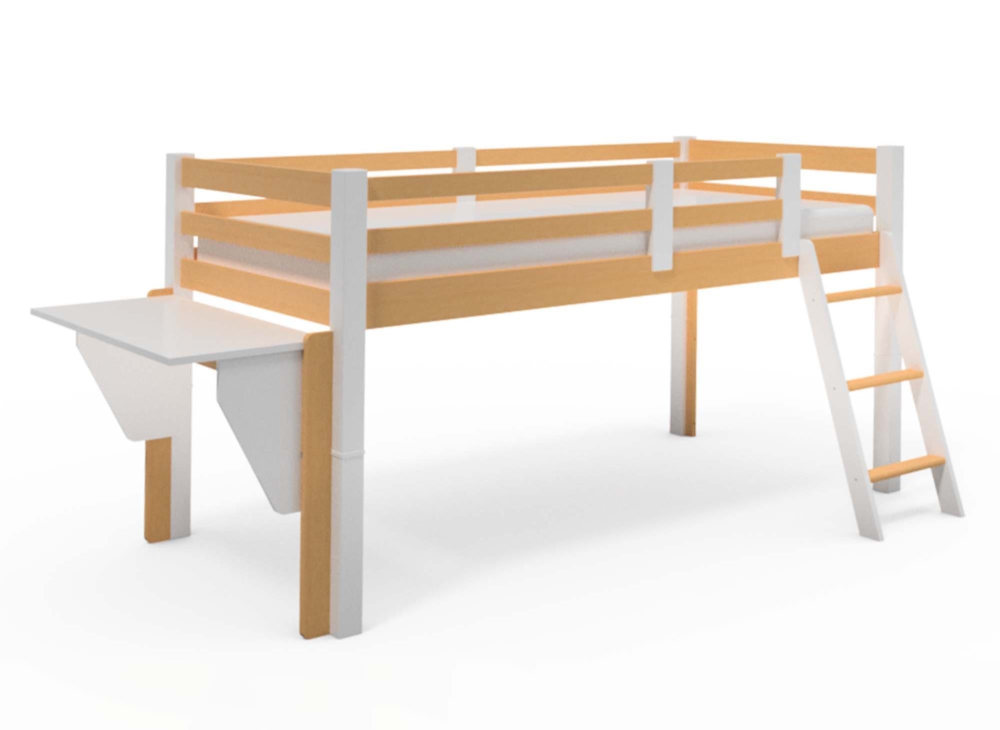 ARMAND halbhohes Hochbett 90 x 190 cm in Holz und Weiß