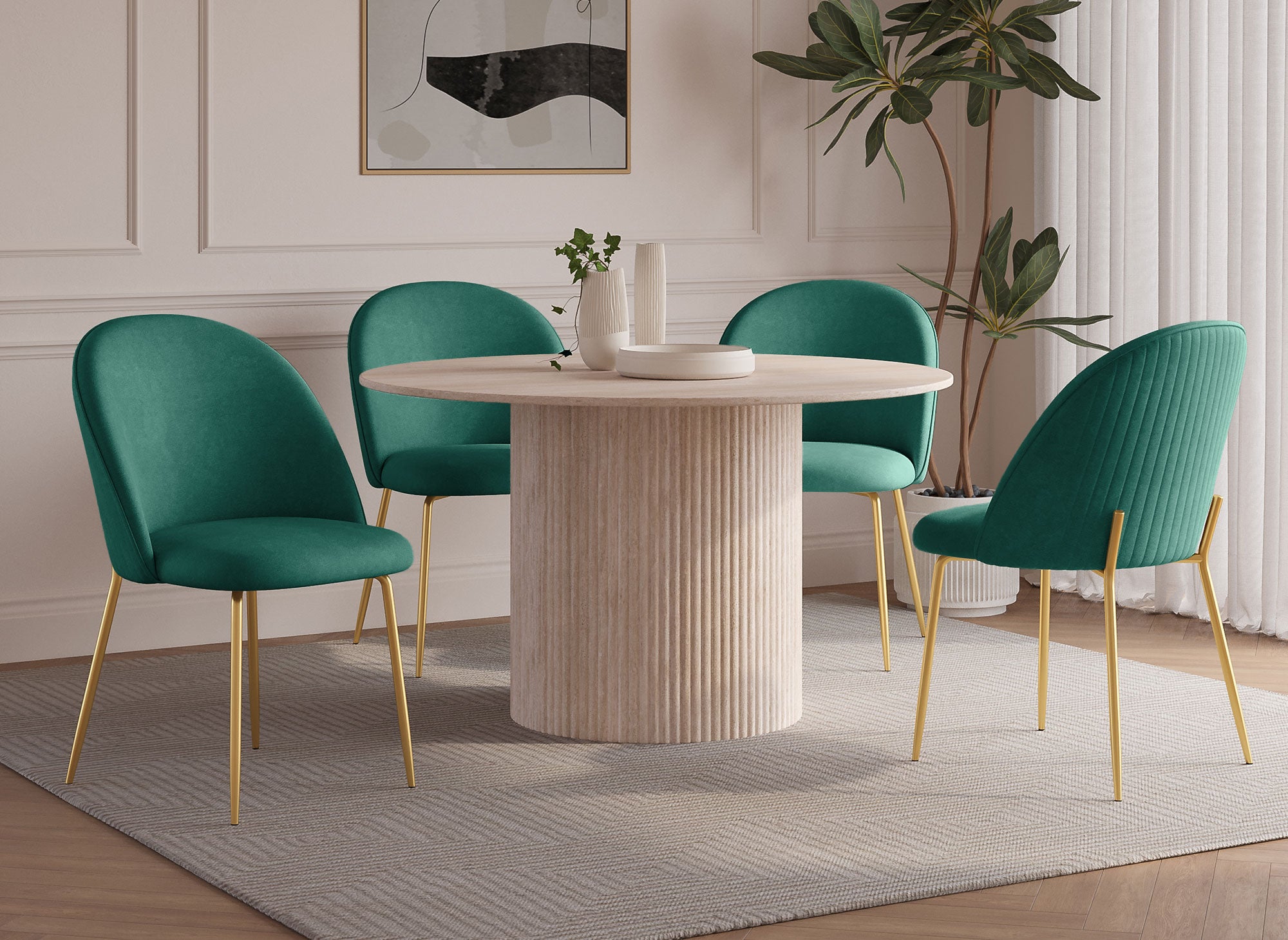 2er-Set Designerstühle aus grünem Samt ARABEL