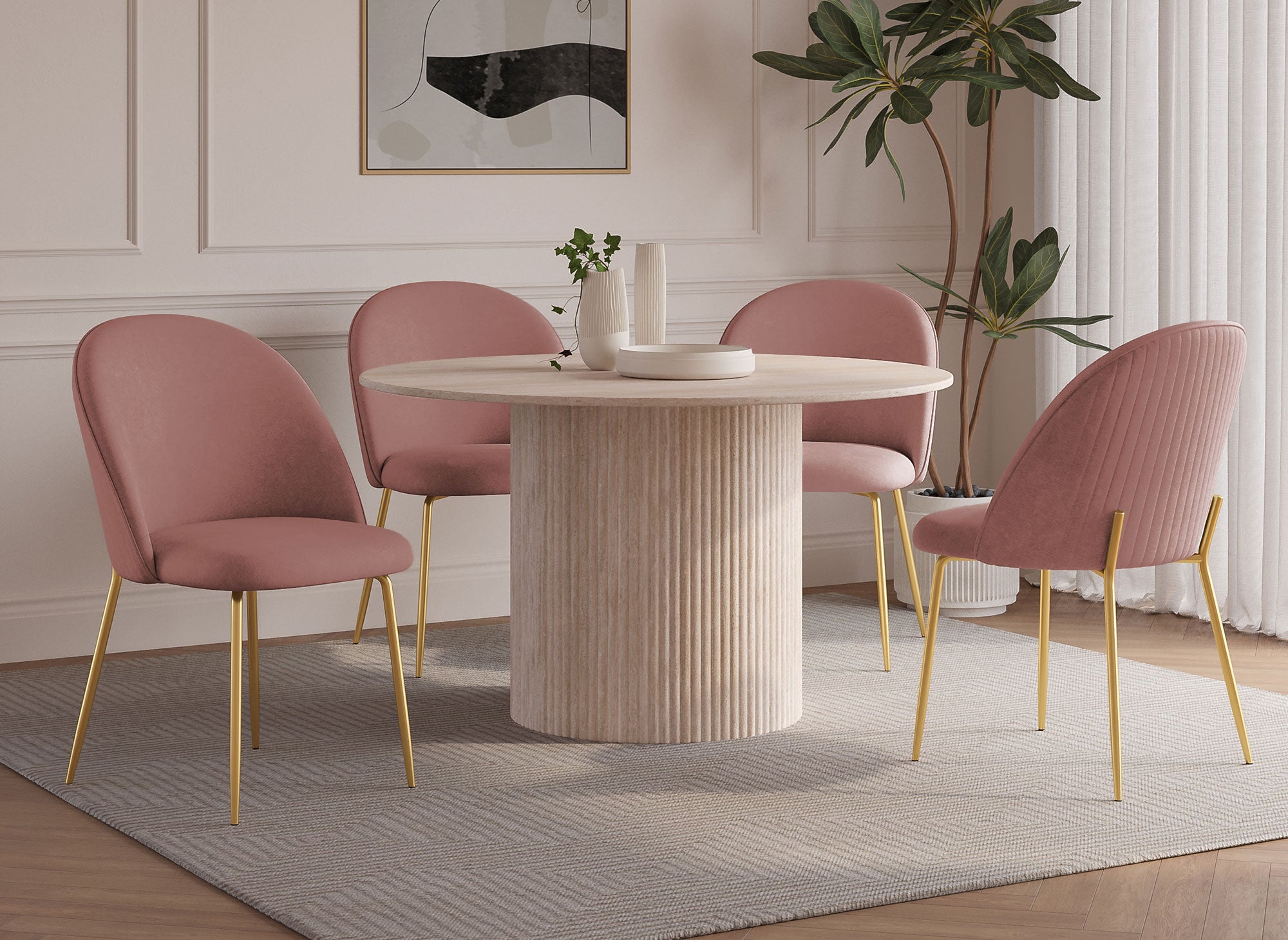 2er-Set Designerstühle aus rosa Samt ARABEL