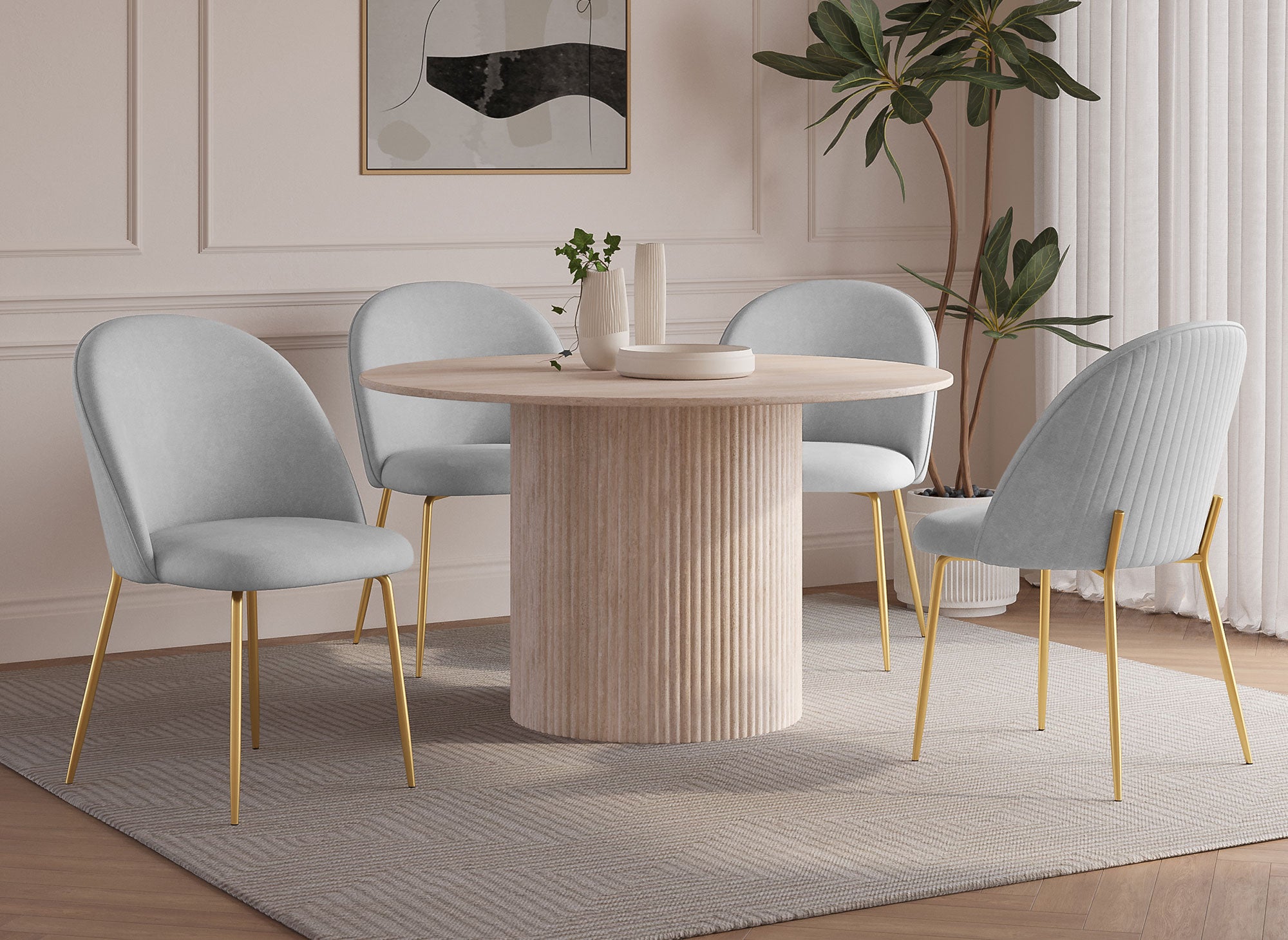 2er-Set Designerstühle aus grauem Samt ARABEL