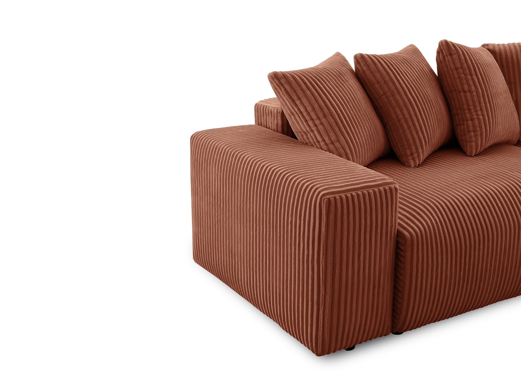 NOELIA wendbares Panorama-Schlafsofa mit Stauraum aus dickem Terrakotta-Cord
