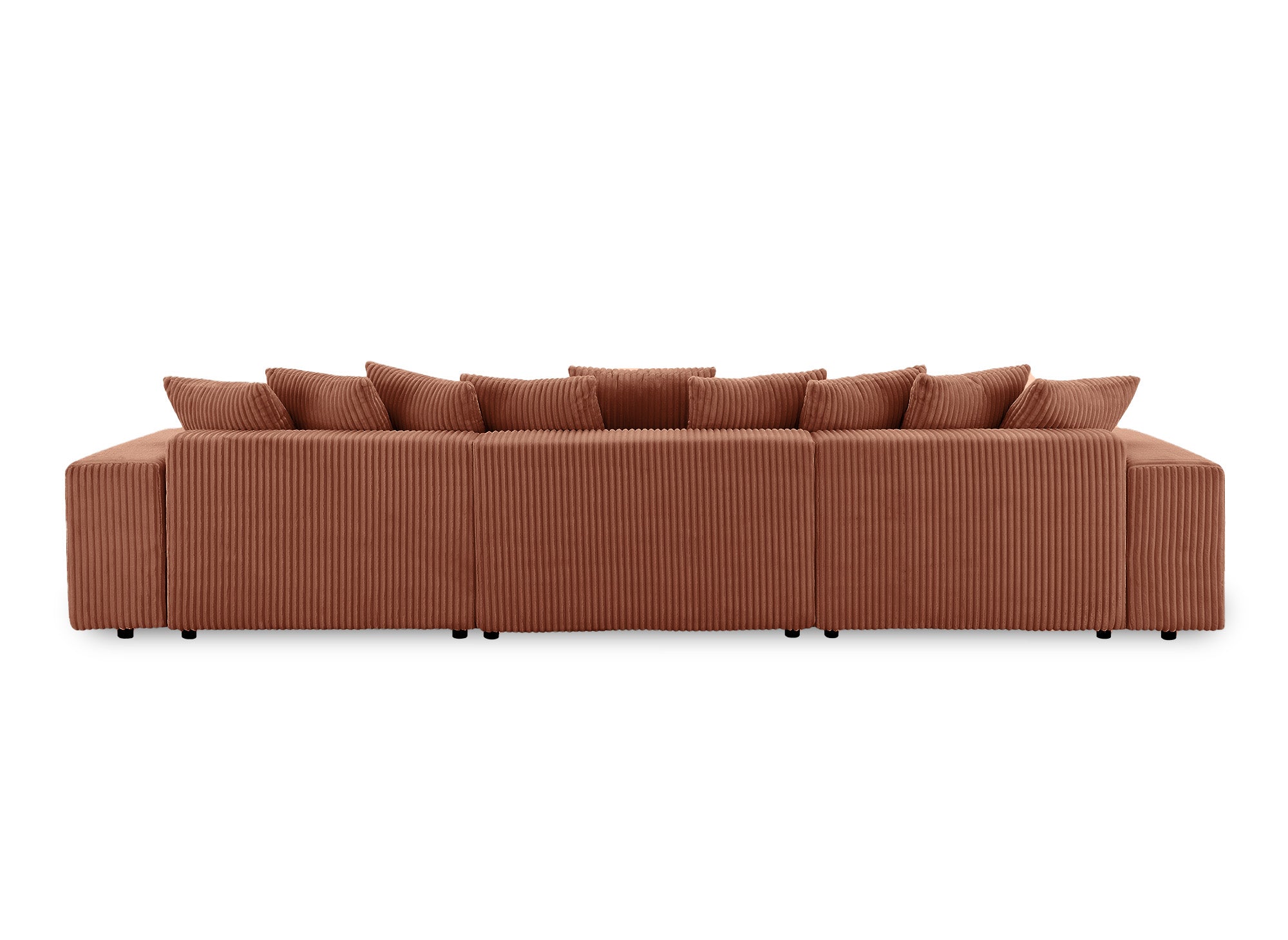 NOELIA wendbares Panorama-Schlafsofa mit Stauraum aus dickem Terrakotta-Cord