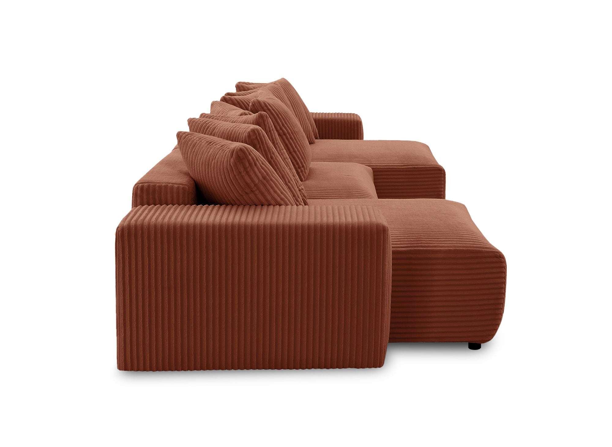 NOELIA wendbares Panorama-Schlafsofa mit Stauraum aus dickem Terrakotta-Cord