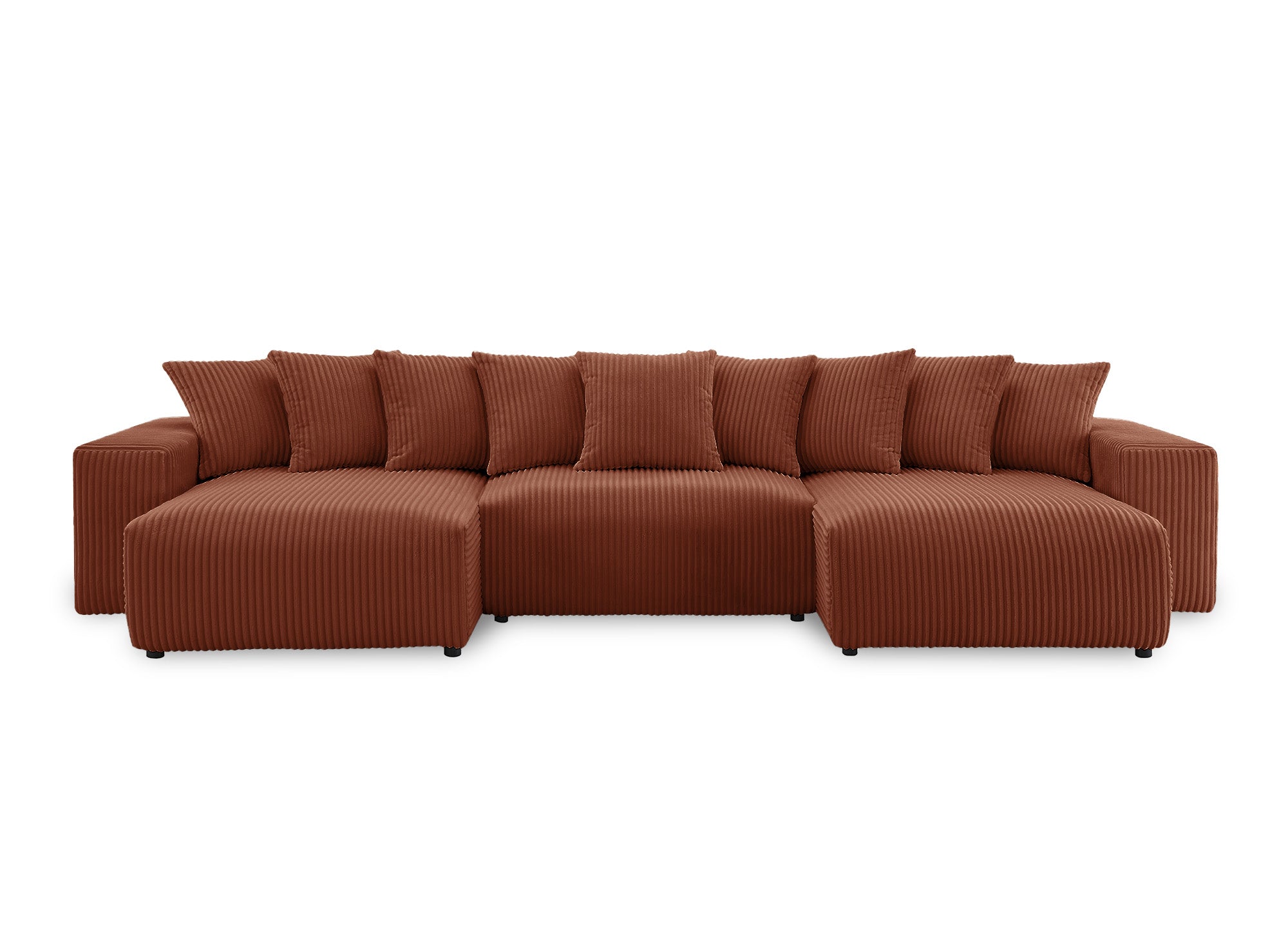 NOELIA wendbares Panorama-Schlafsofa mit Stauraum aus dickem Terrakotta-Cord