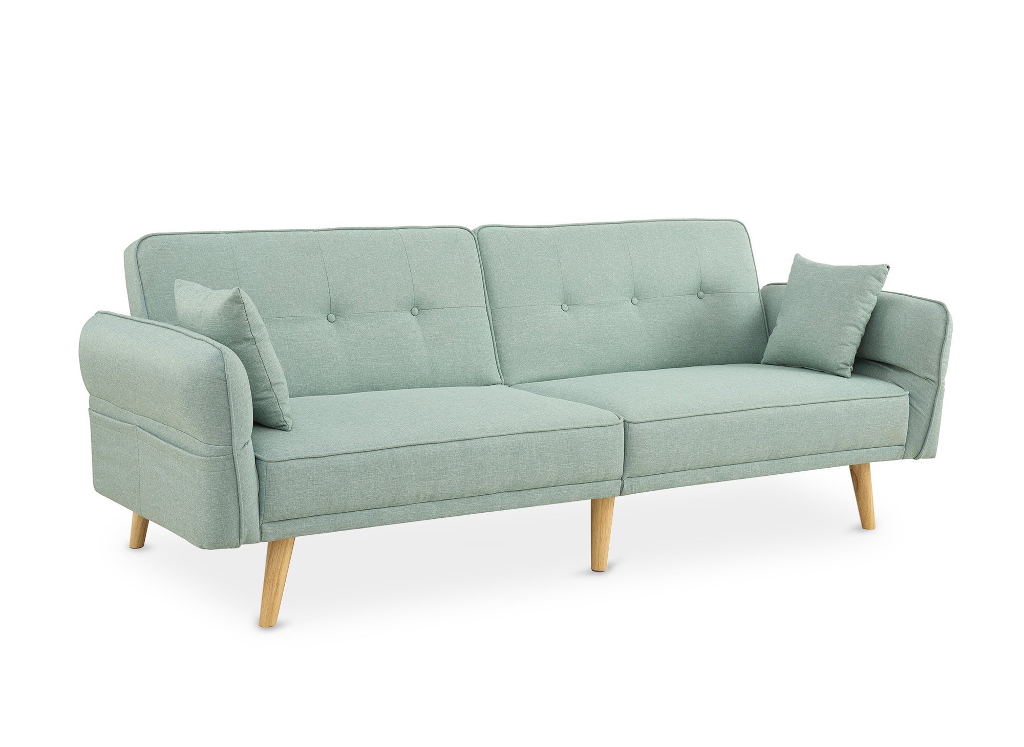 CHILI 3-Sitzer-Schlafsofa aus wassergrünem Stoff