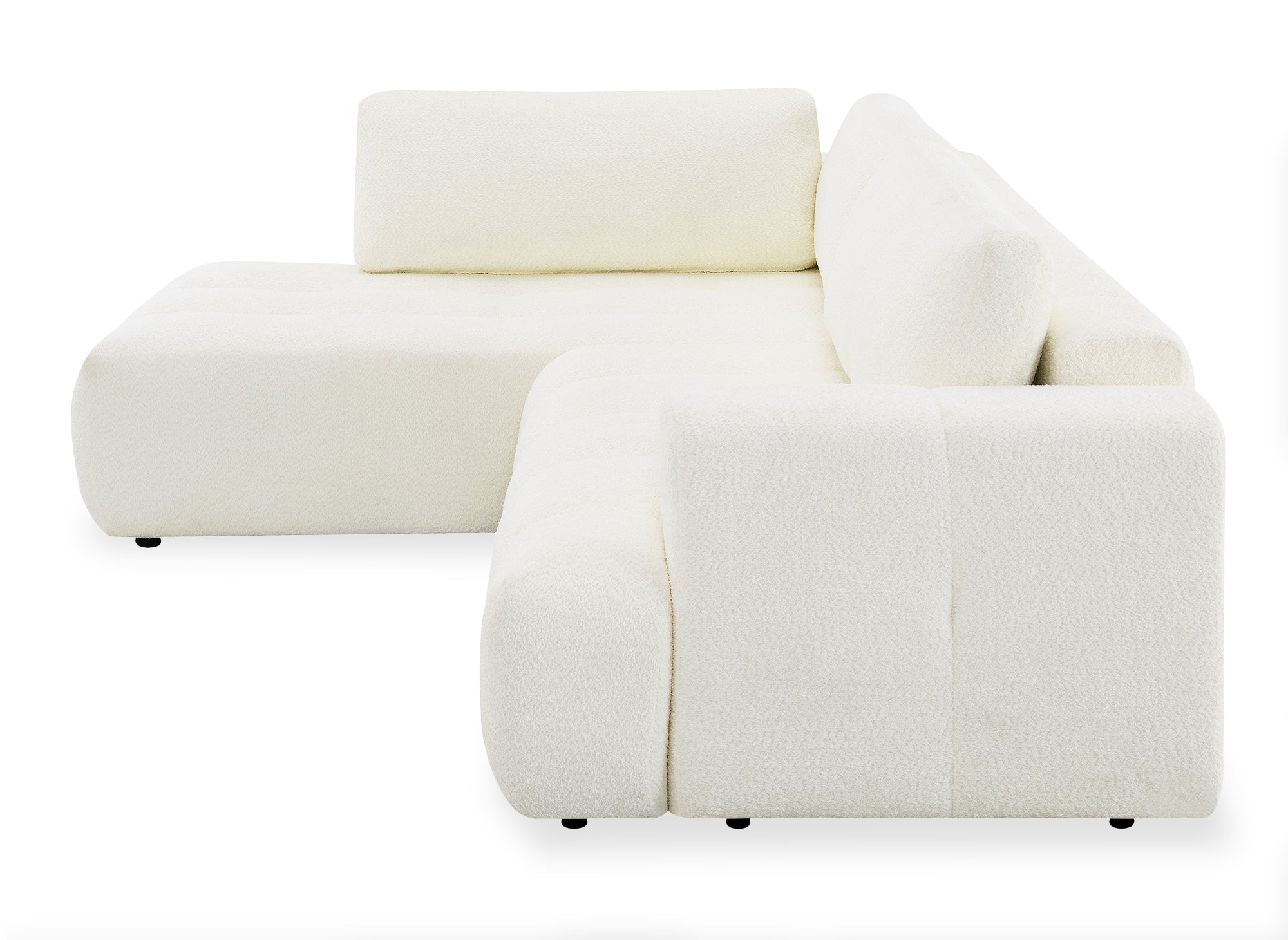 HAVEN umwandelbares Ecksofa mit Stauraum aus ecrufarbenem Bouclé-Stoff – Linke Ecke