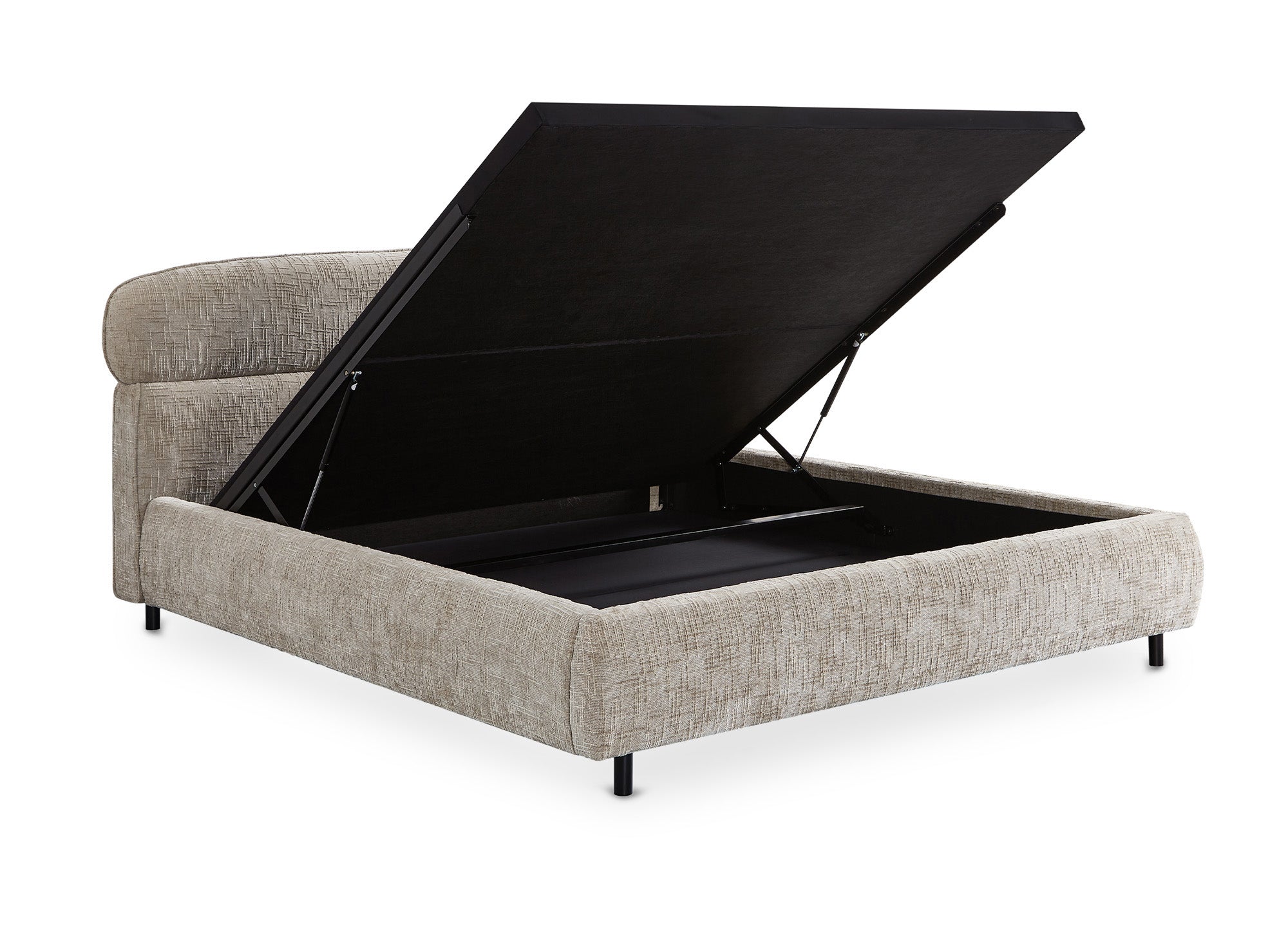 MELO Bett mit Stauraum, 180 x 200 cm, Samt, taupefarben meliert