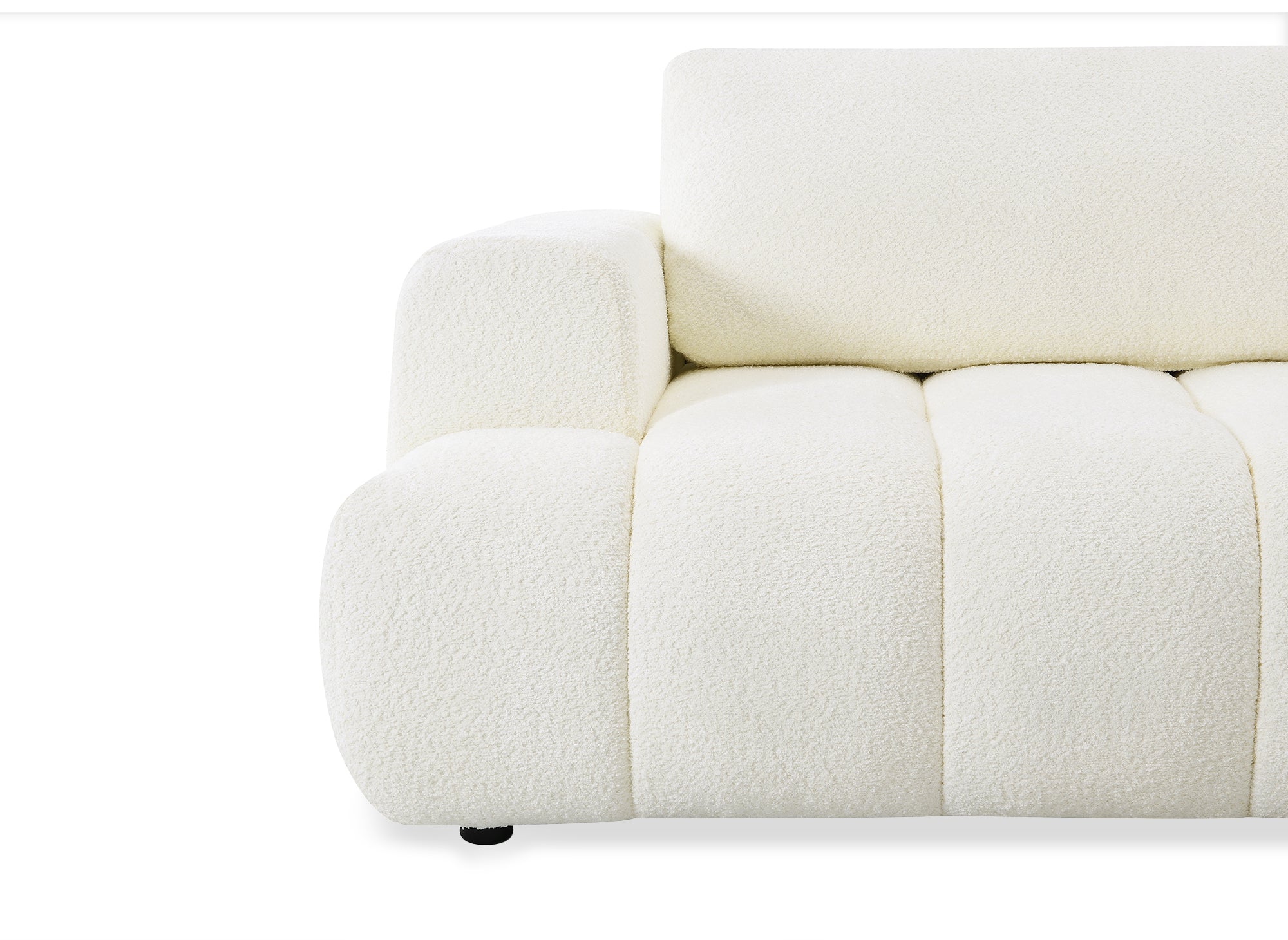 HAVEN umwandelbares Ecksofa mit Stauraum aus ecrufarbenem Bouclé-Stoff - rechtwinklig