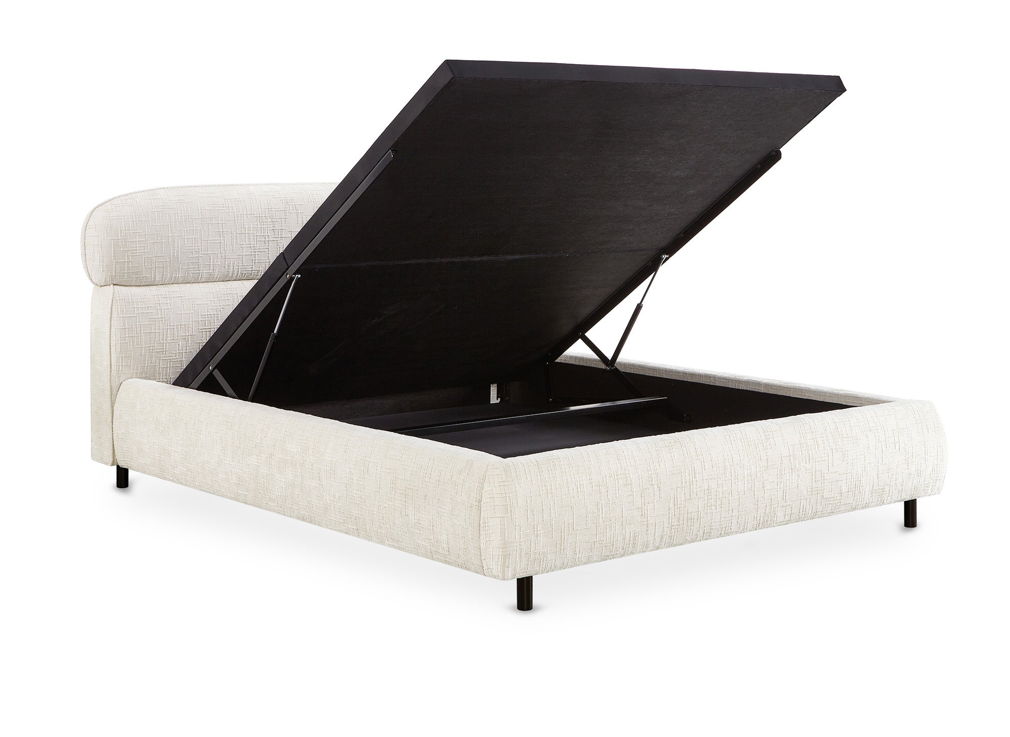 MELO Bett mit Stauraum, beige meliertes Samt, 140 x 190 cm
