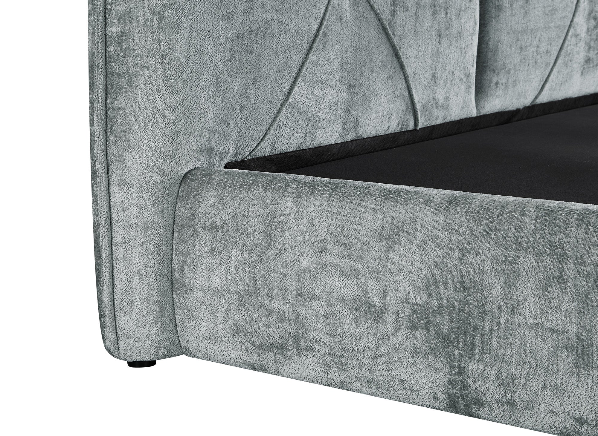 NOAH weiches graues Frottee-Bett mit Stauraum 160x200 cm