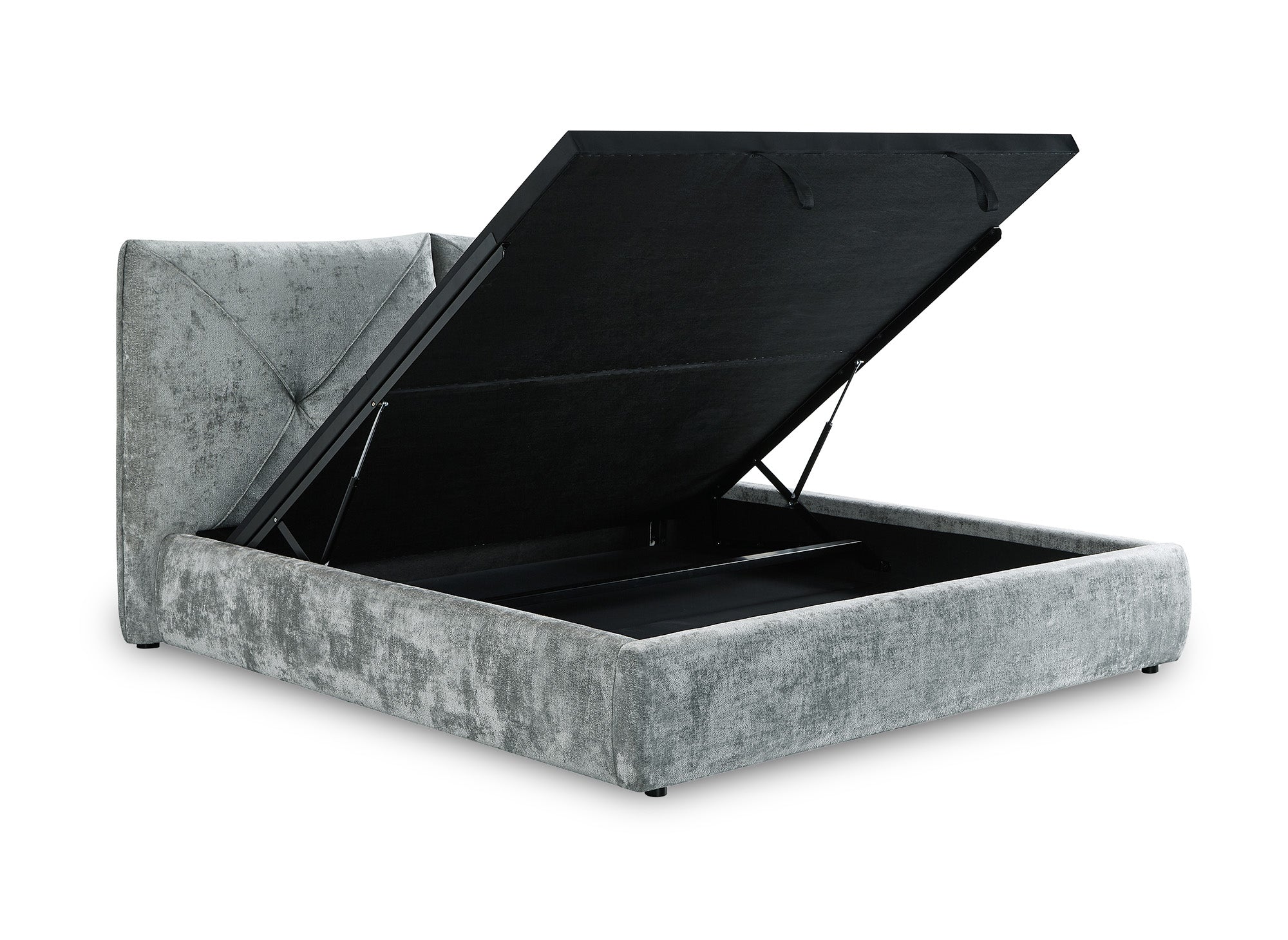 NOAH weiches graues Frottee-Bett mit Stauraum 160x200 cm