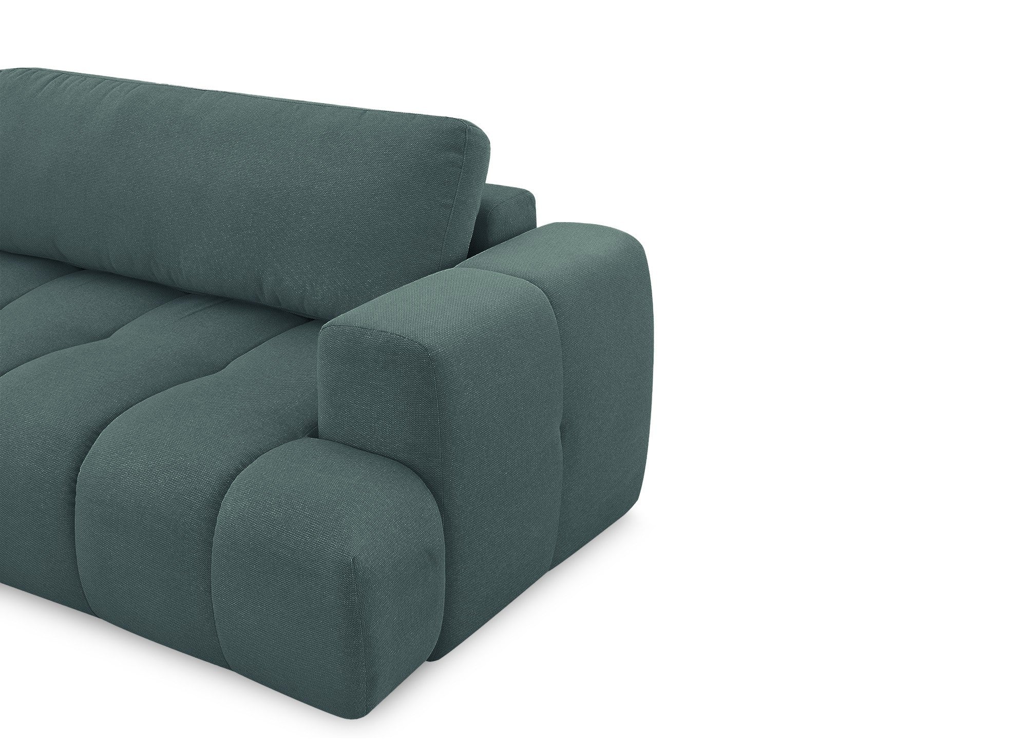 HAVEN Ecksofa aus olivgrünem Stoff mit Stauraum – linke Ecke