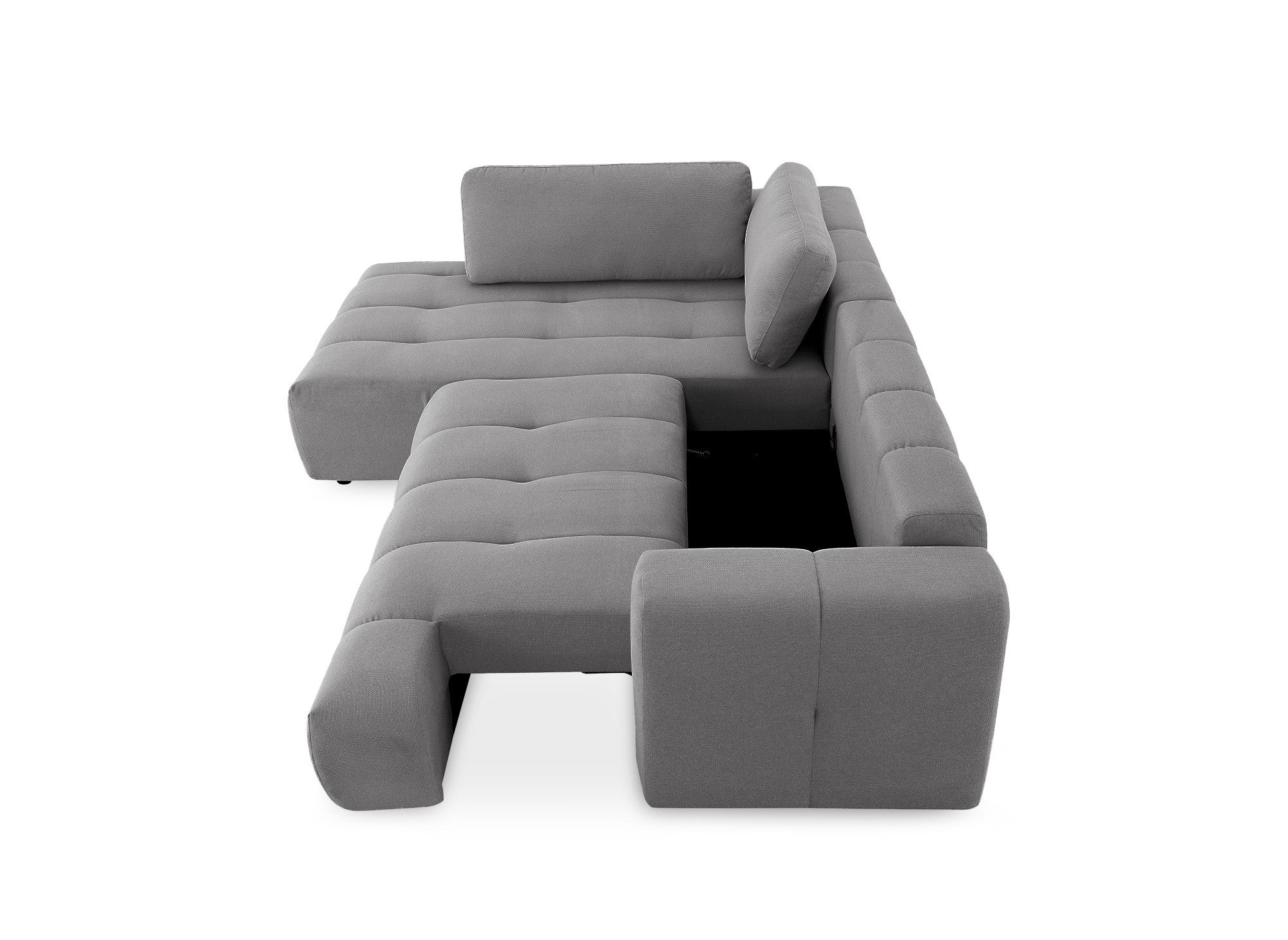 HAVEN Ecksofa mit Bettfunktion und Stauraum, grau, linke Ecke